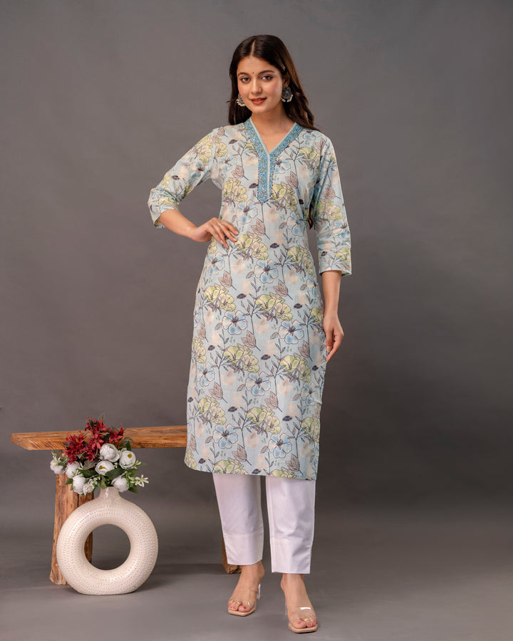 AABHA FLORAL STRAIGHT KURTA