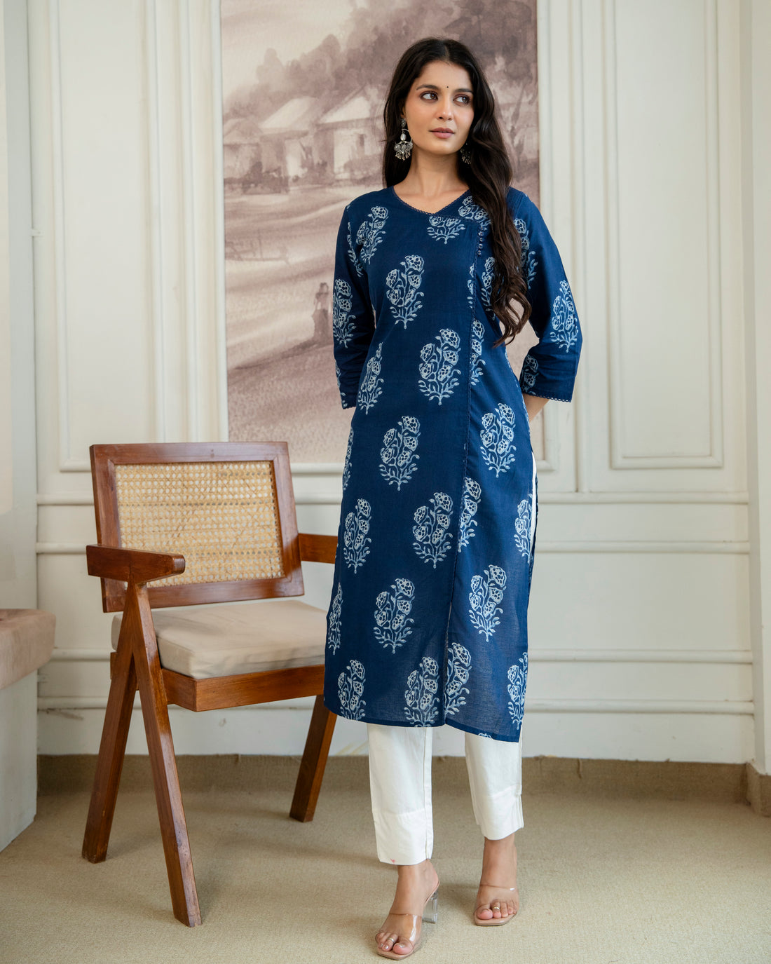 Neelanjali Indigo Pure Cotton Straight Kurta