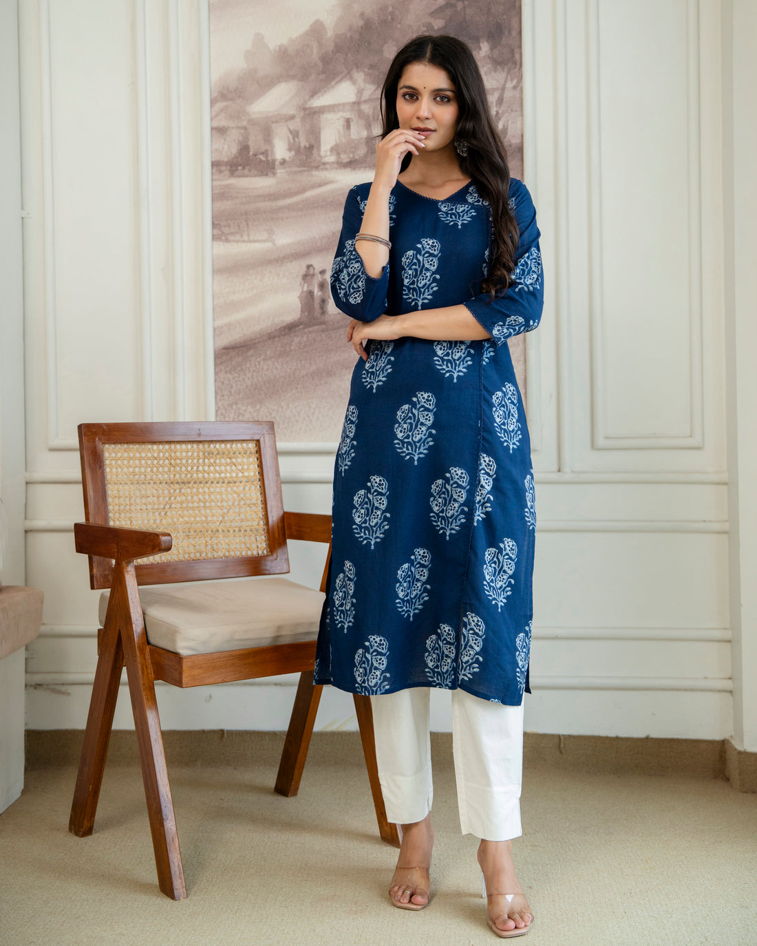 Neelanjali Indigo Pure Cotton Straight Kurta