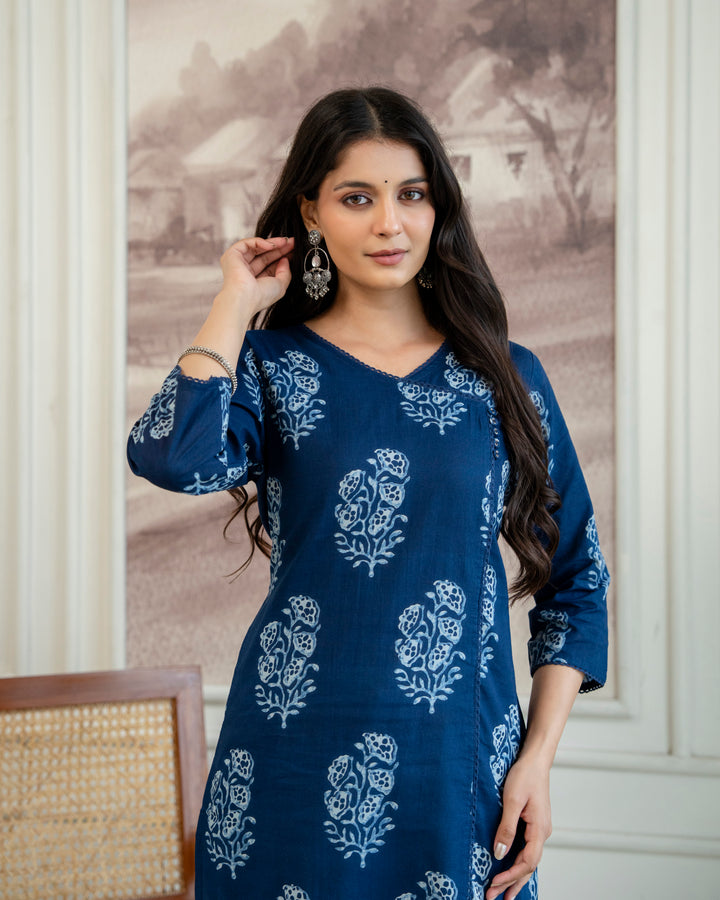 Neelanjali Indigo Pure Cotton Straight Kurta