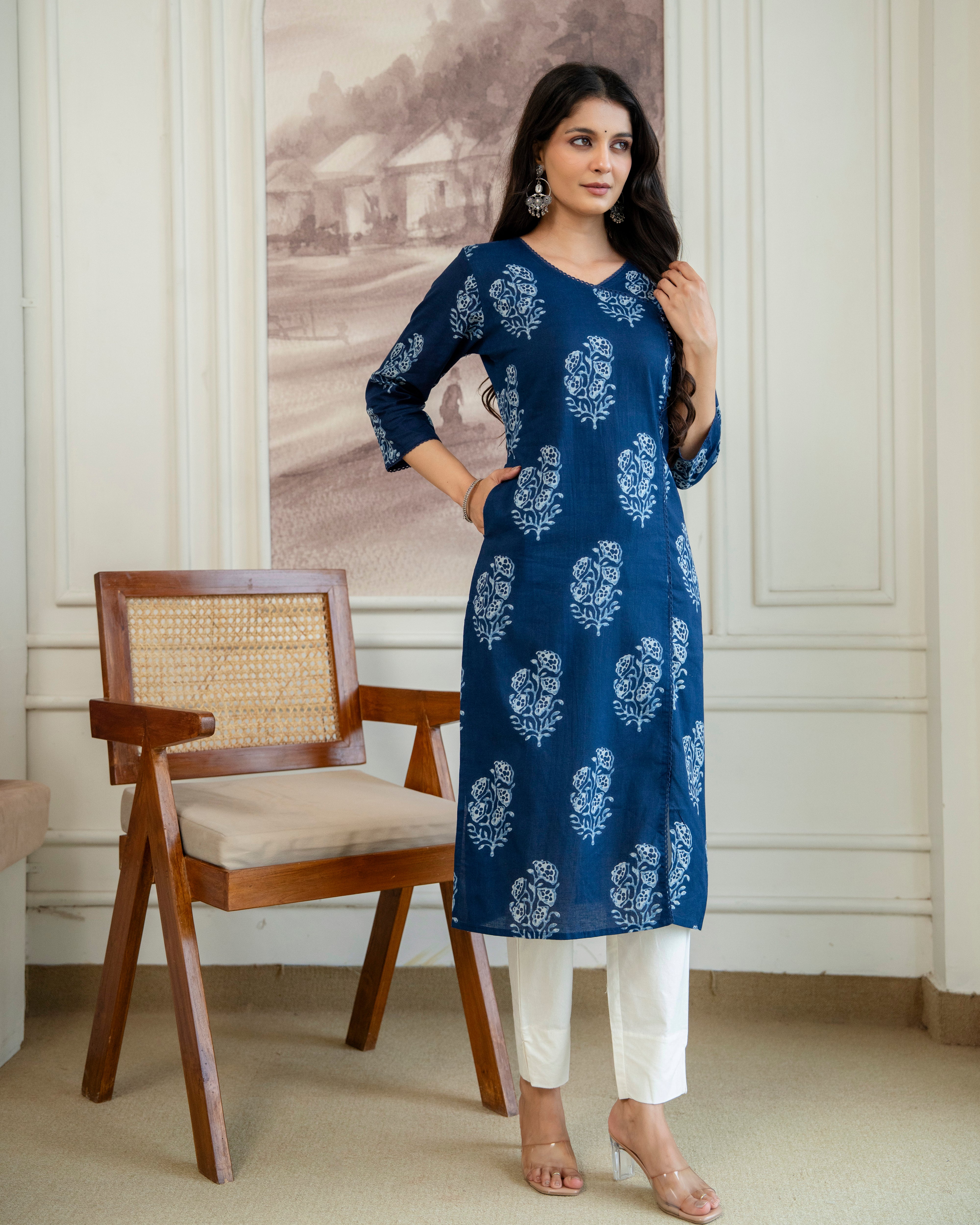 Neelanjali Indigo Pure Cotton Straight Kurta
