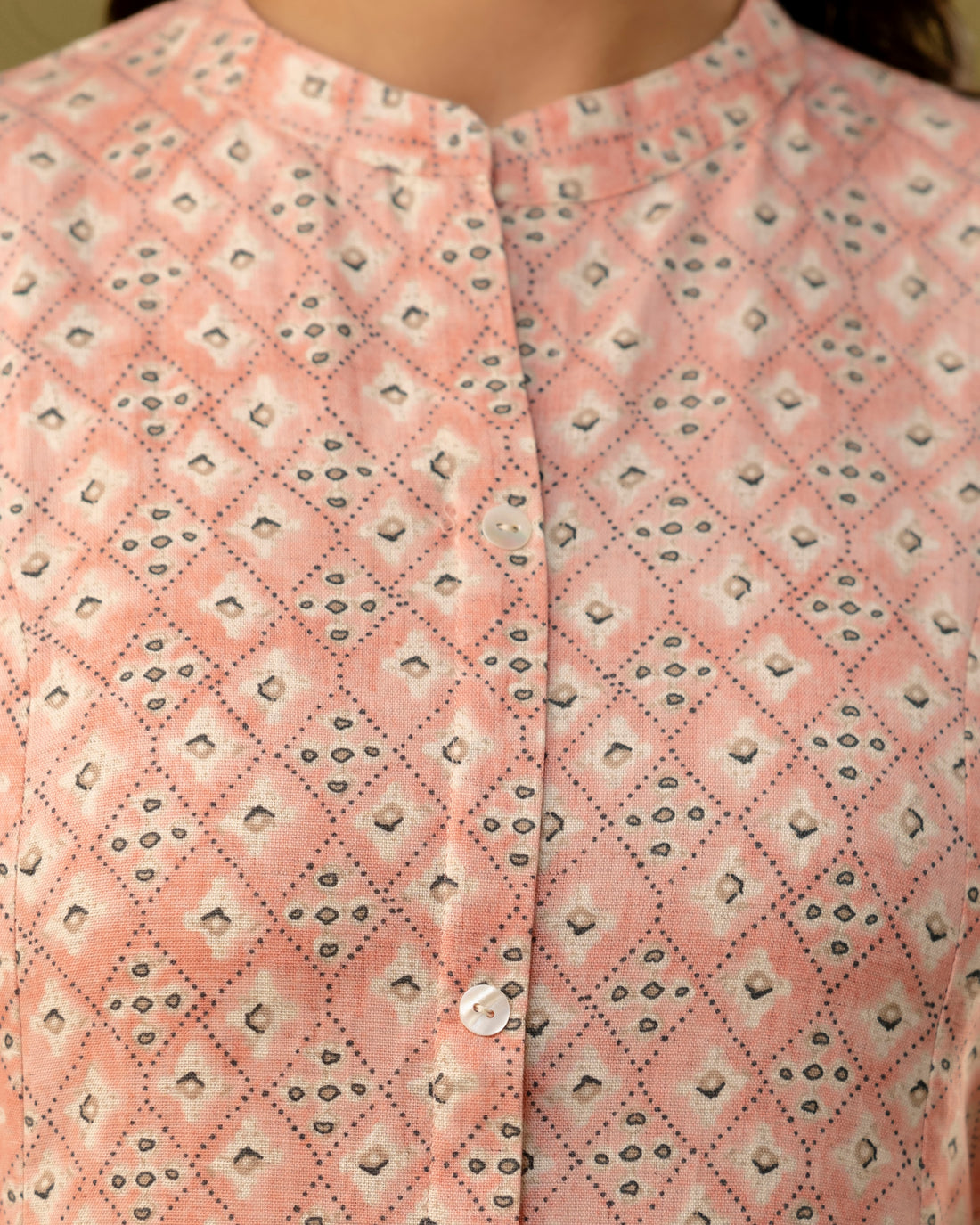 The 'Inaya' Peach Geometric A-Line Kurta