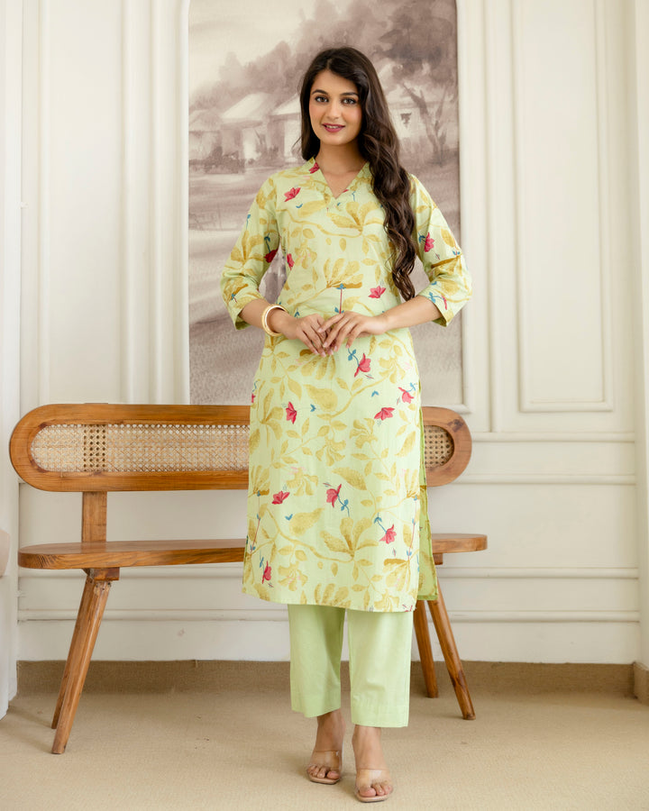 PANKHUDI PASTEL COTTON KURTA SET