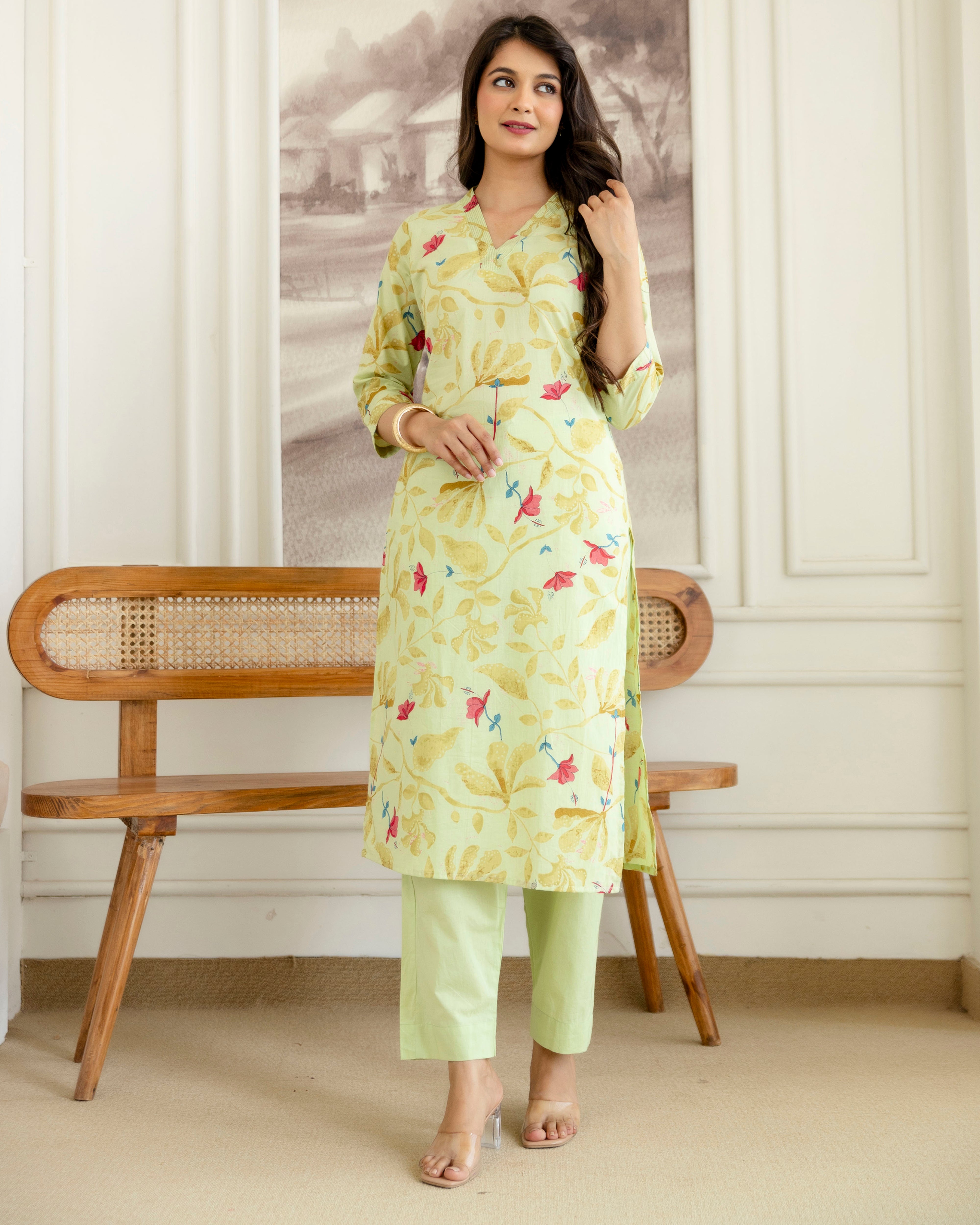 PANKHUDI PASTEL COTTON KURTA SET