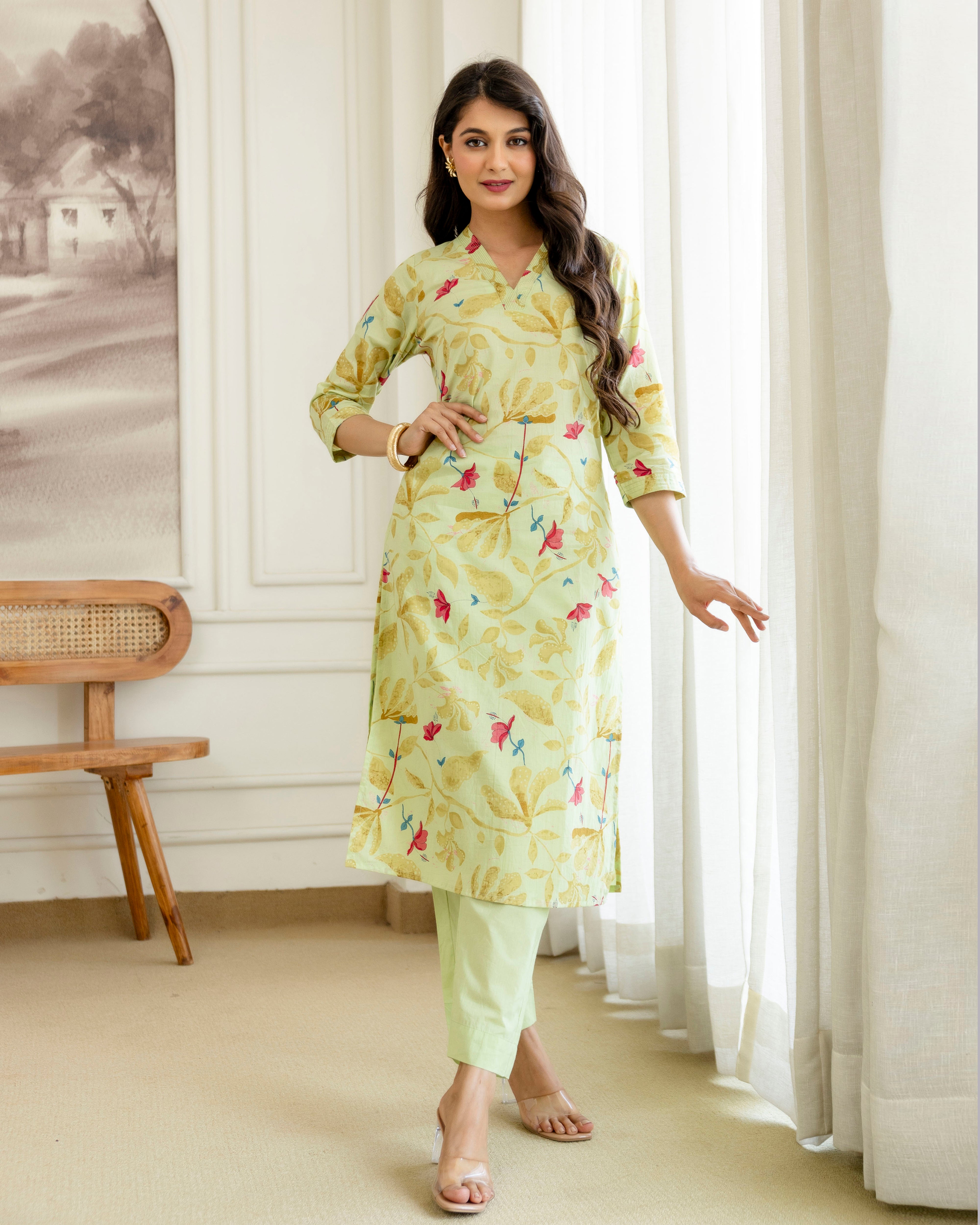 PANKHUDI PASTEL COTTON KURTA SET