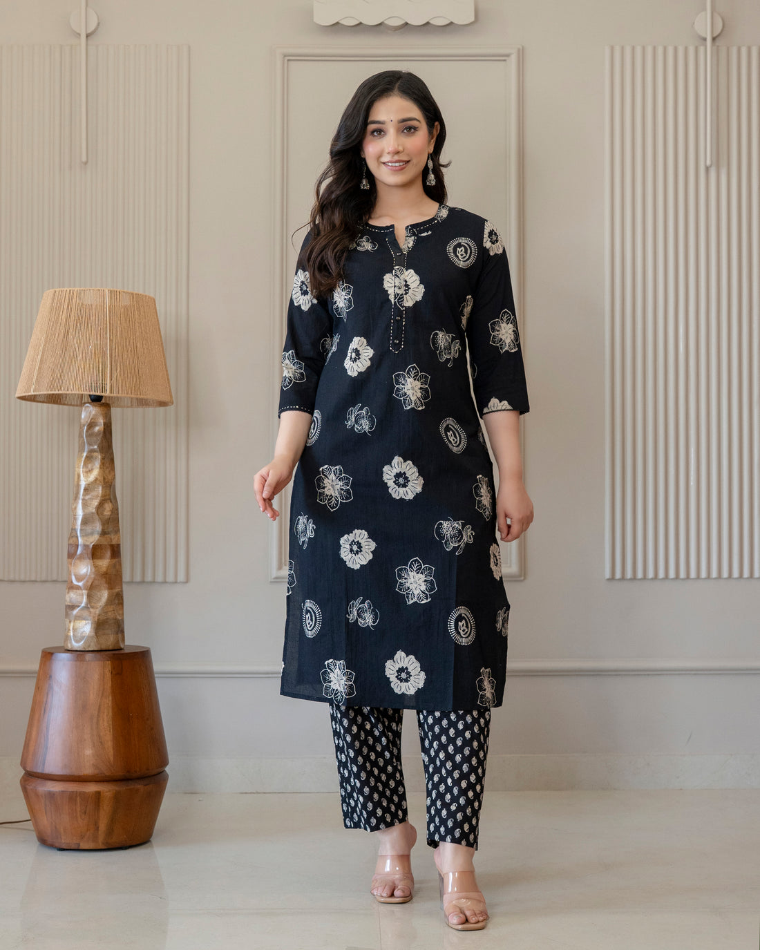 MRINALIKA BLACK COTTON KURTA SET