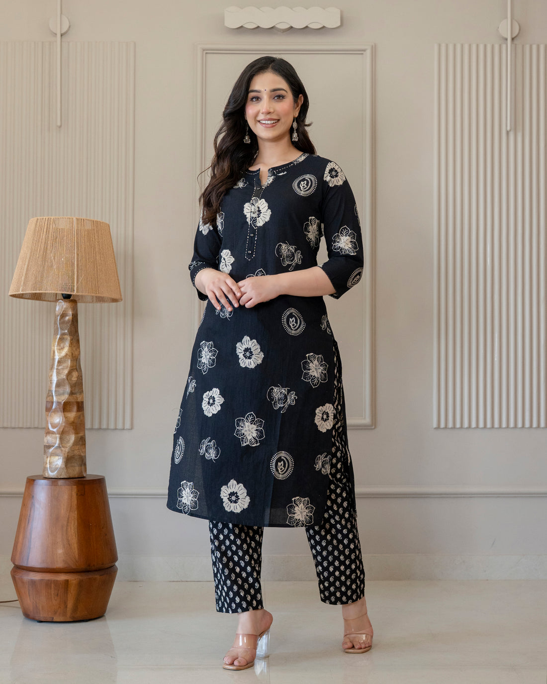MRINALIKA BLACK COTTON KURTA SET
