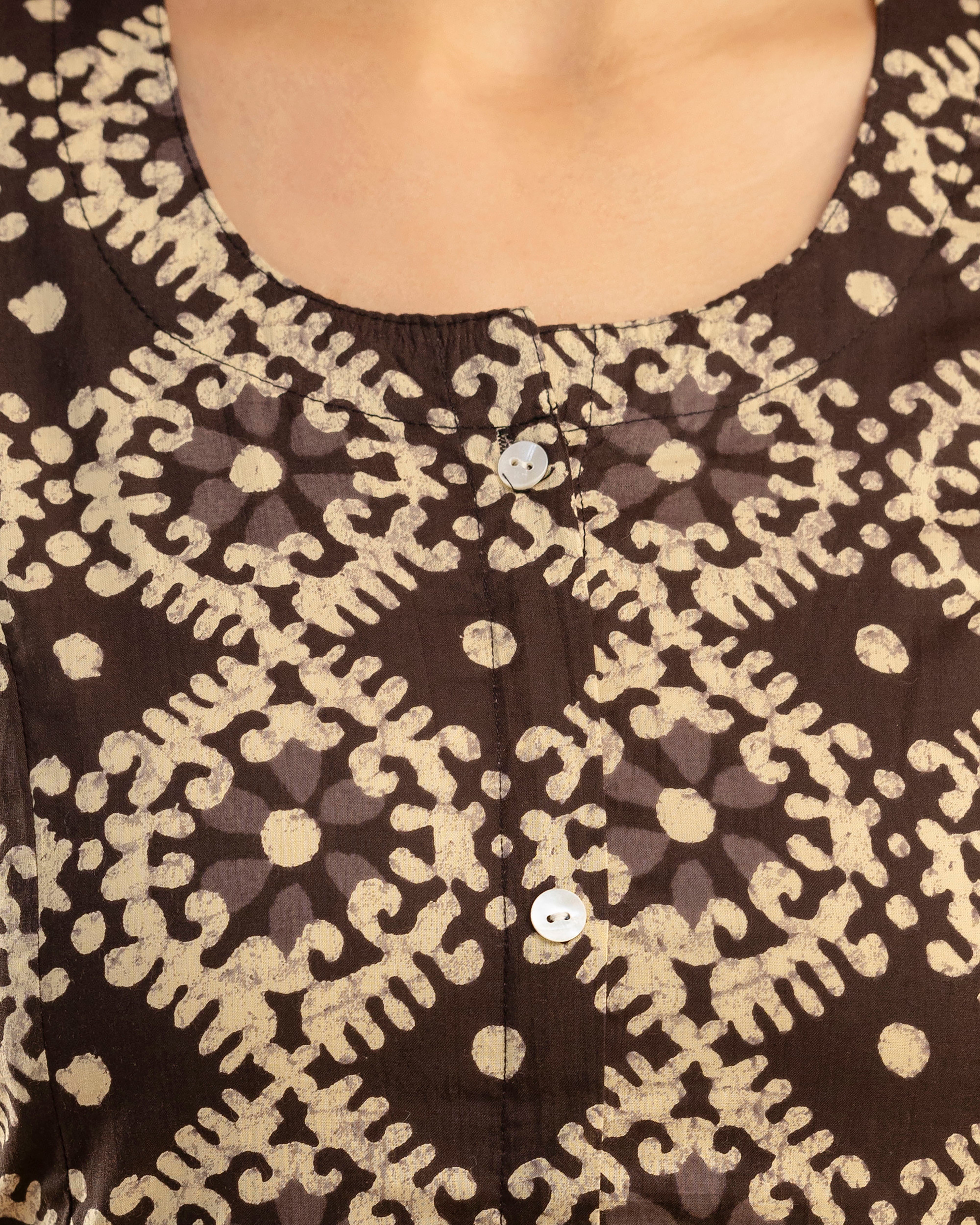 The 'Advika' Brown Geometric A-Line Kurta