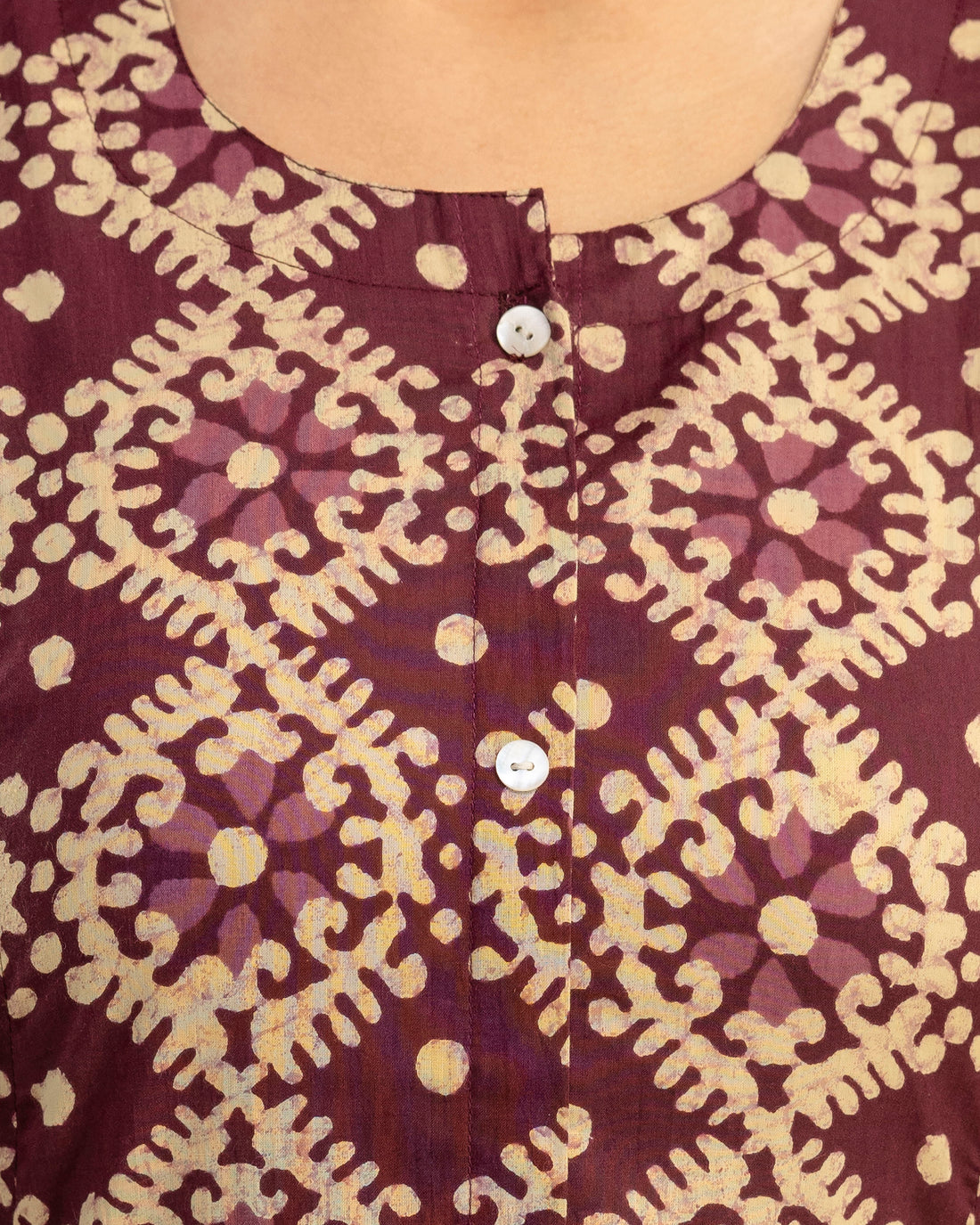 The 'Nyra' Plum Geometric A-Line Kurta