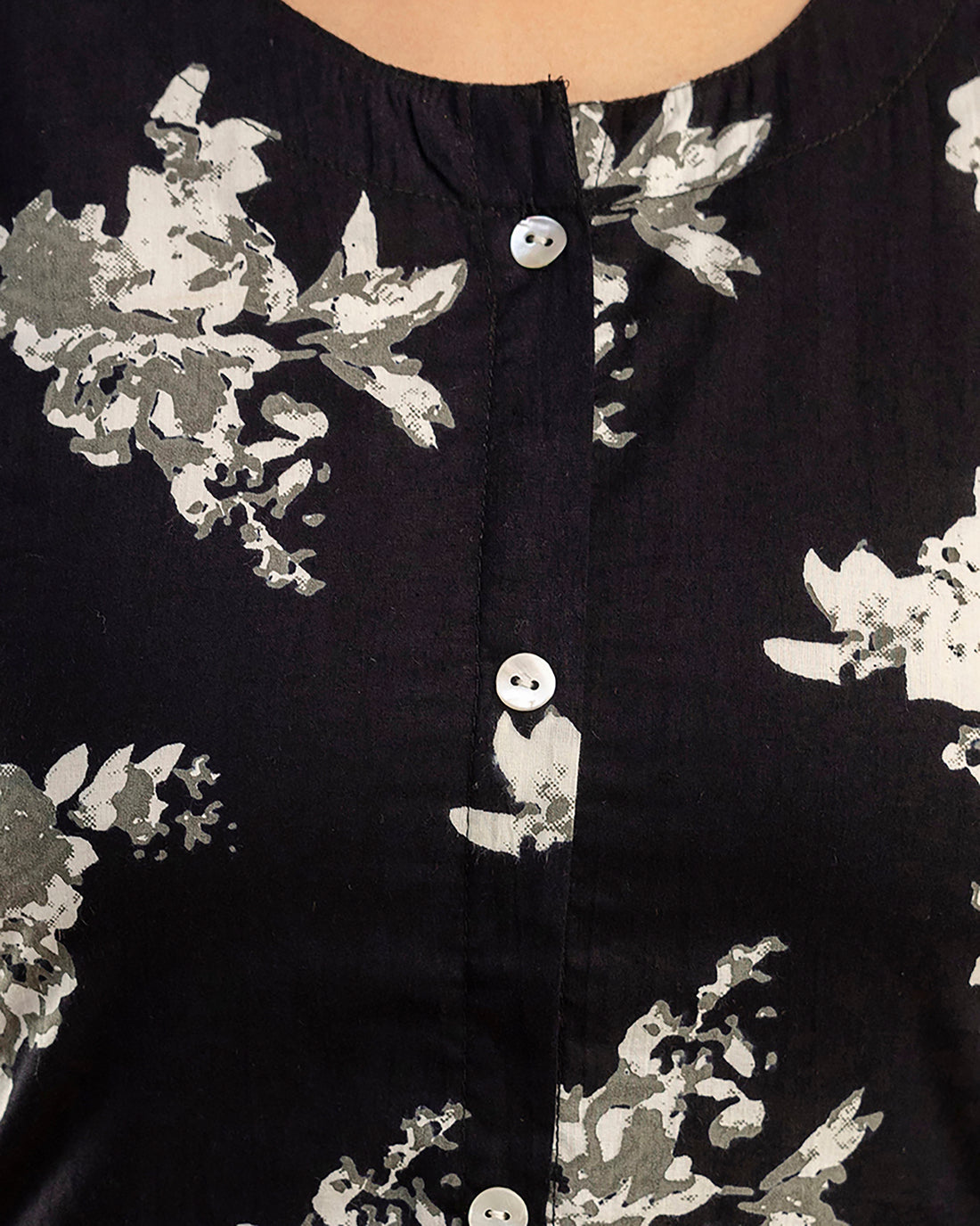 The 'Ziva' Black Floral A-Line Kurta