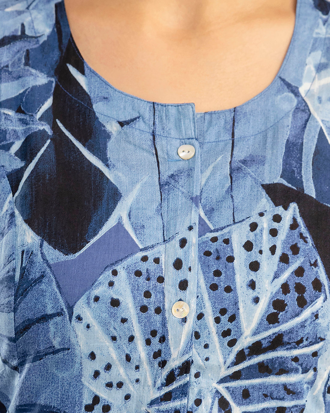 The 'Aria' Blue Leaf A-Line Kurta