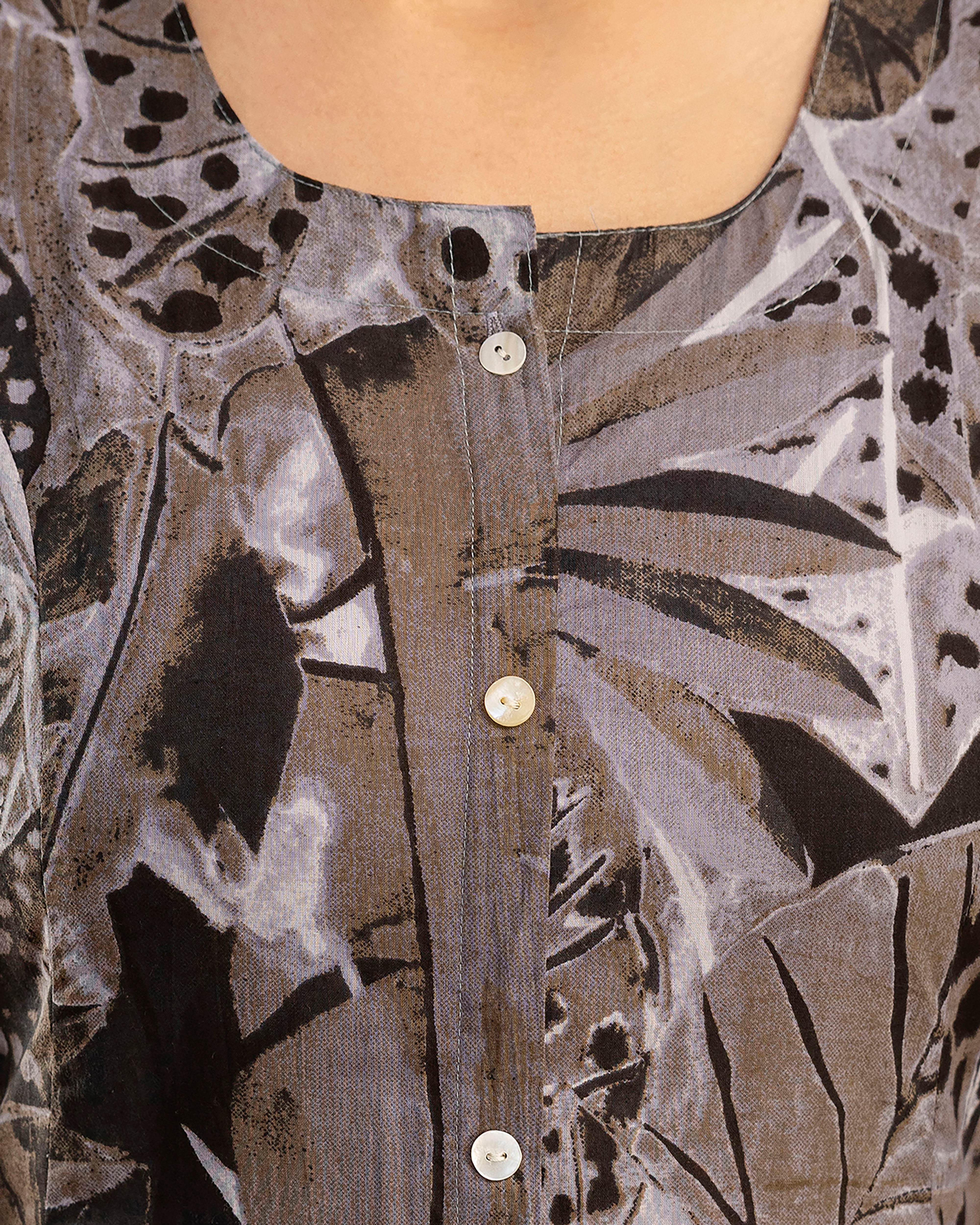 The 'Sia' Rust & Slate Floral A-Line Kurta