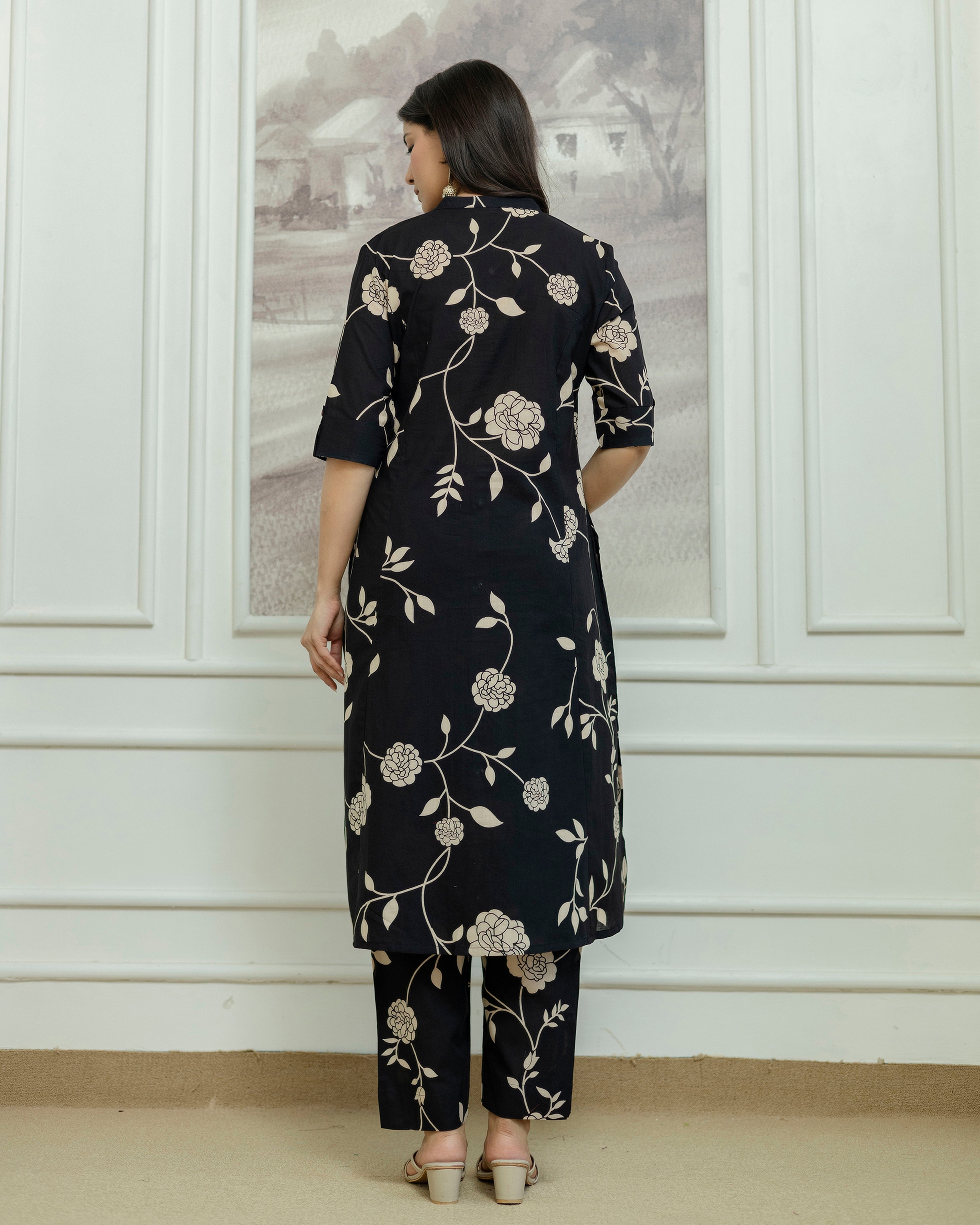 The 'Shyama' Black Blossom Cord Set