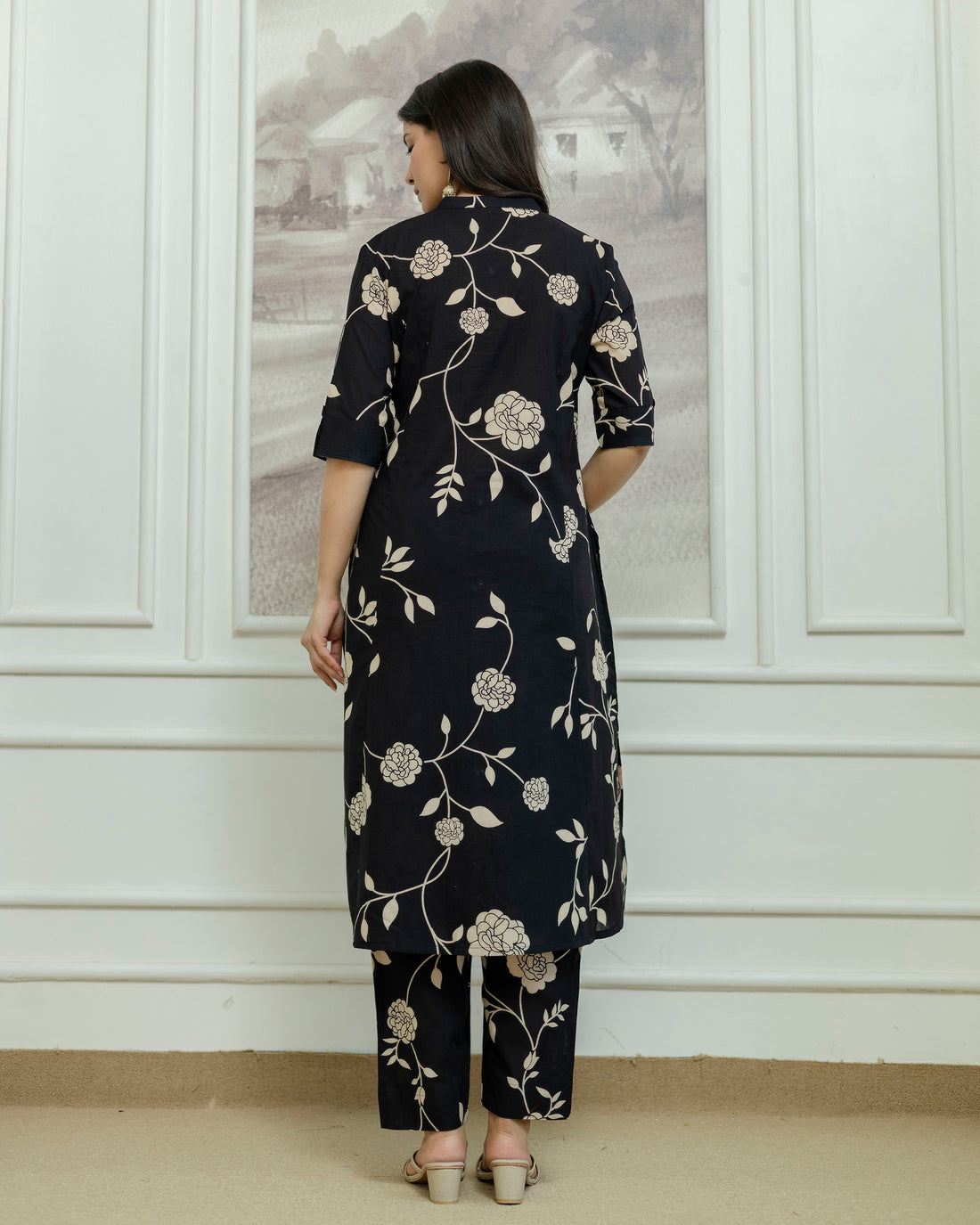 The 'Shyama' Black Blossom Cord Set