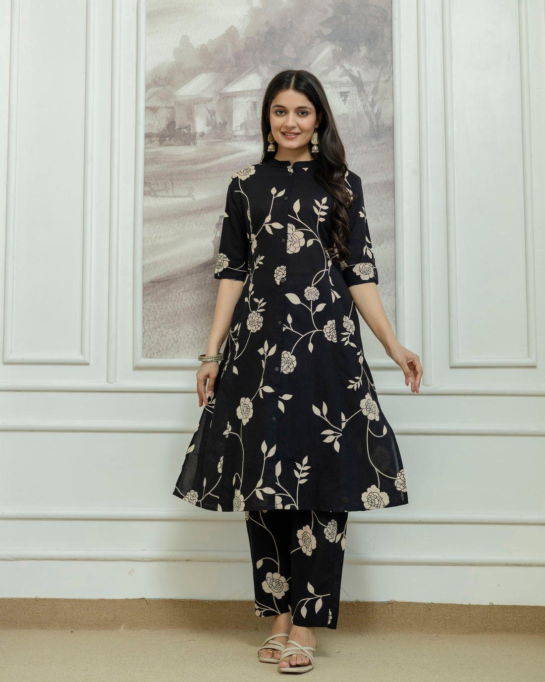 The 'Shyama' Black Blossom Cord Set