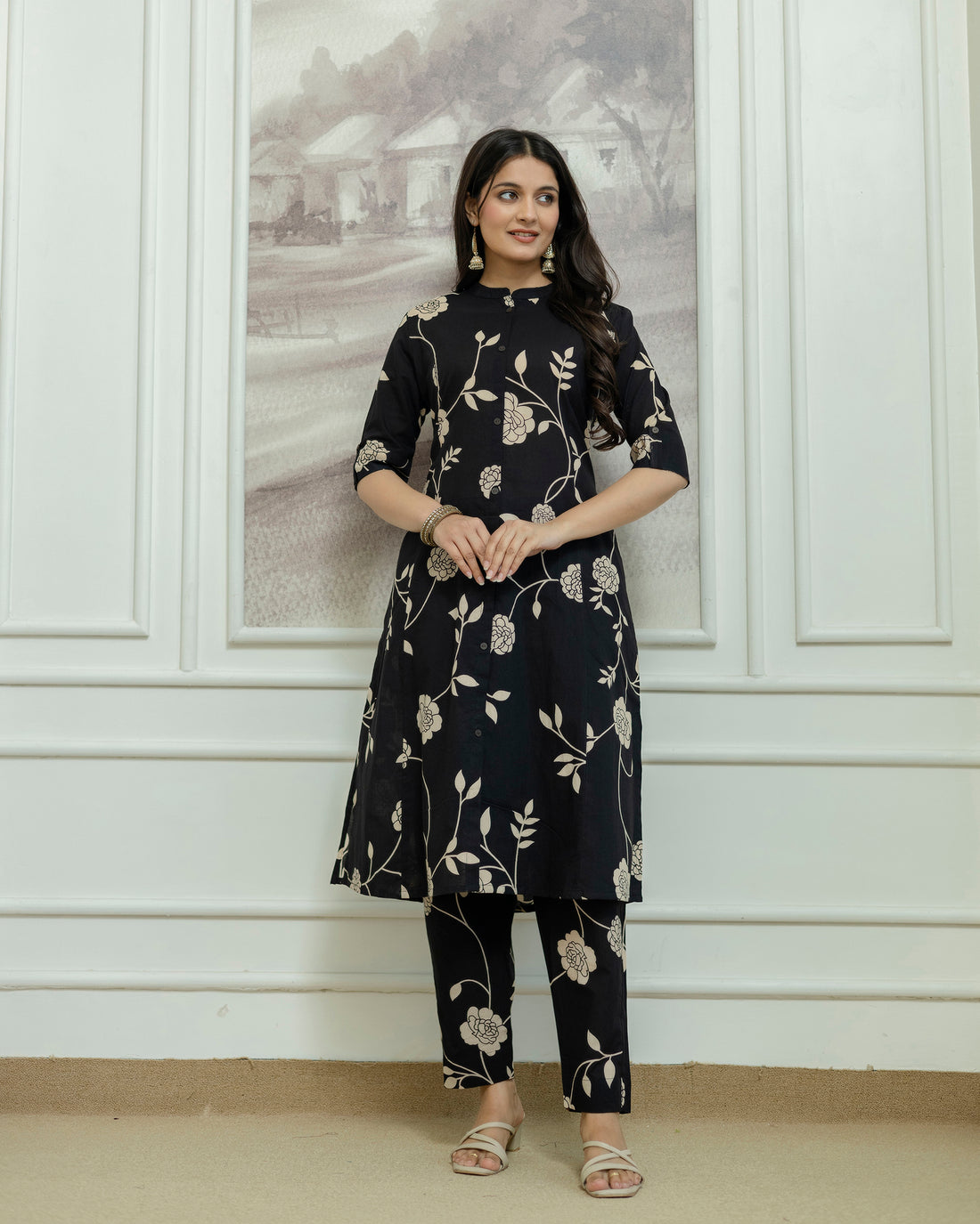 The 'Shyama' Black Blossom Cord Set