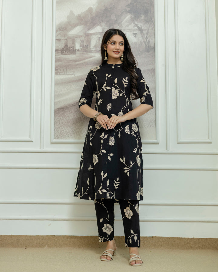 The 'Shyama' Black Blossom Cord Set