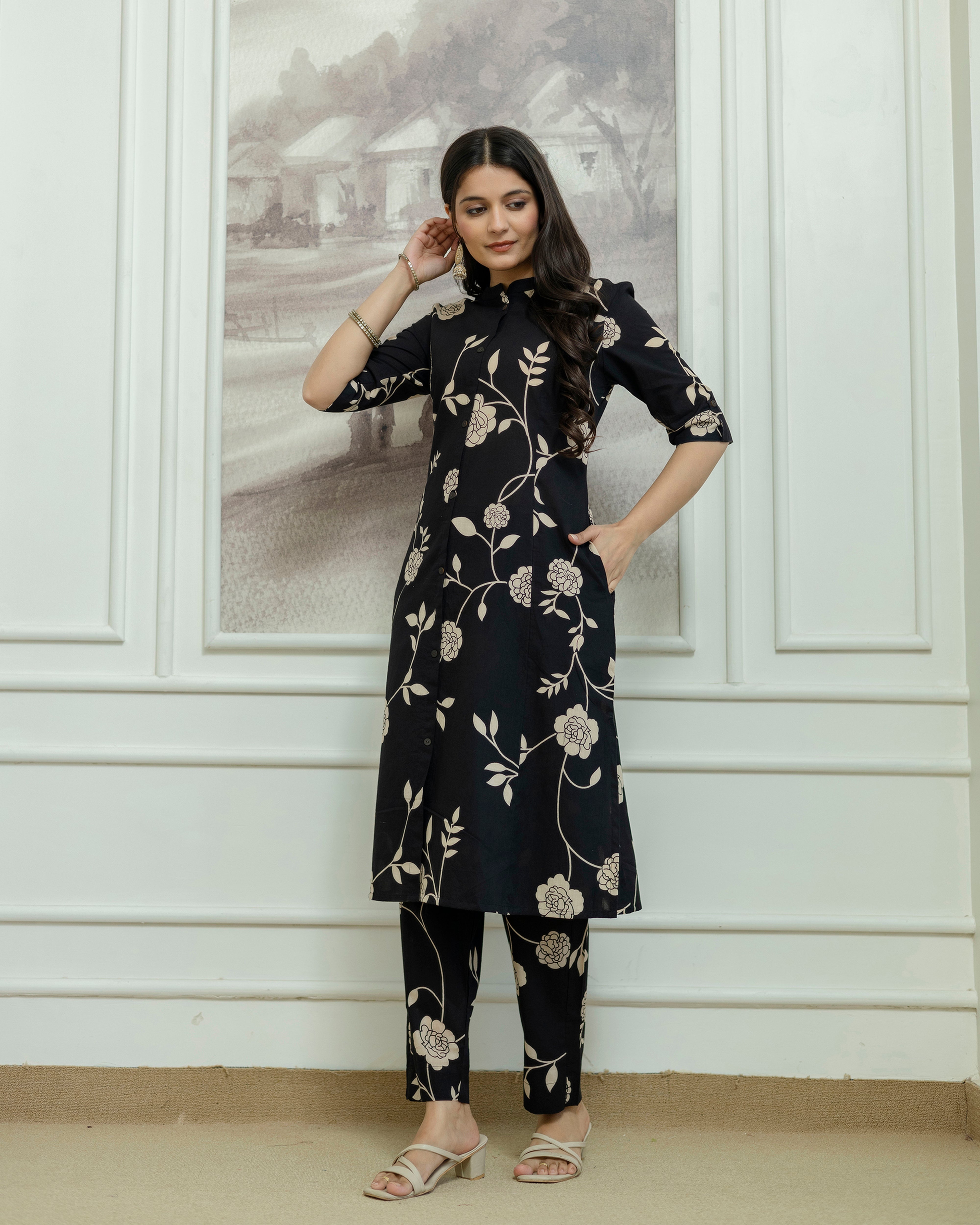 The 'Shyama' Black Blossom Cord Set