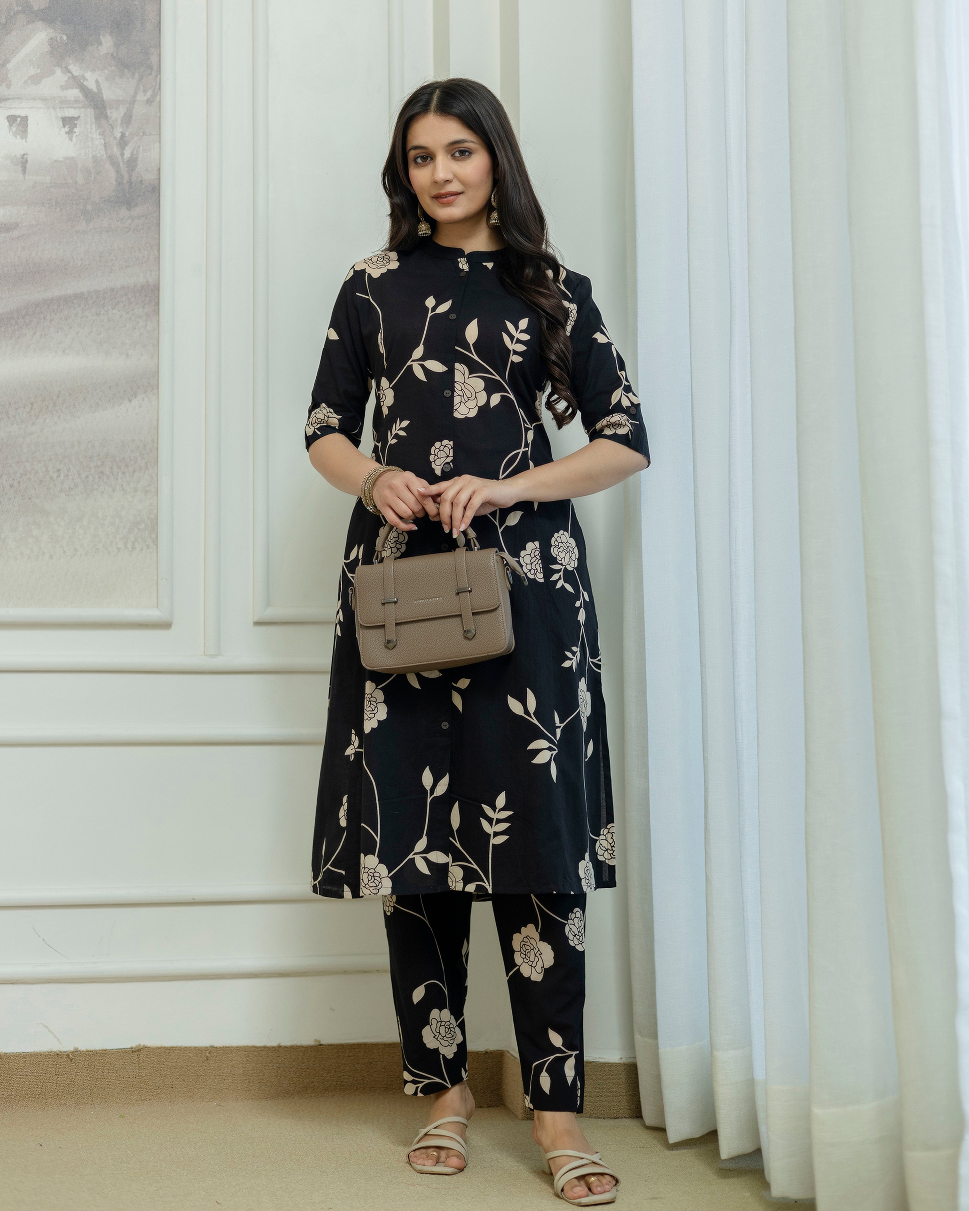 The 'Shyama' Black Blossom Cord Set