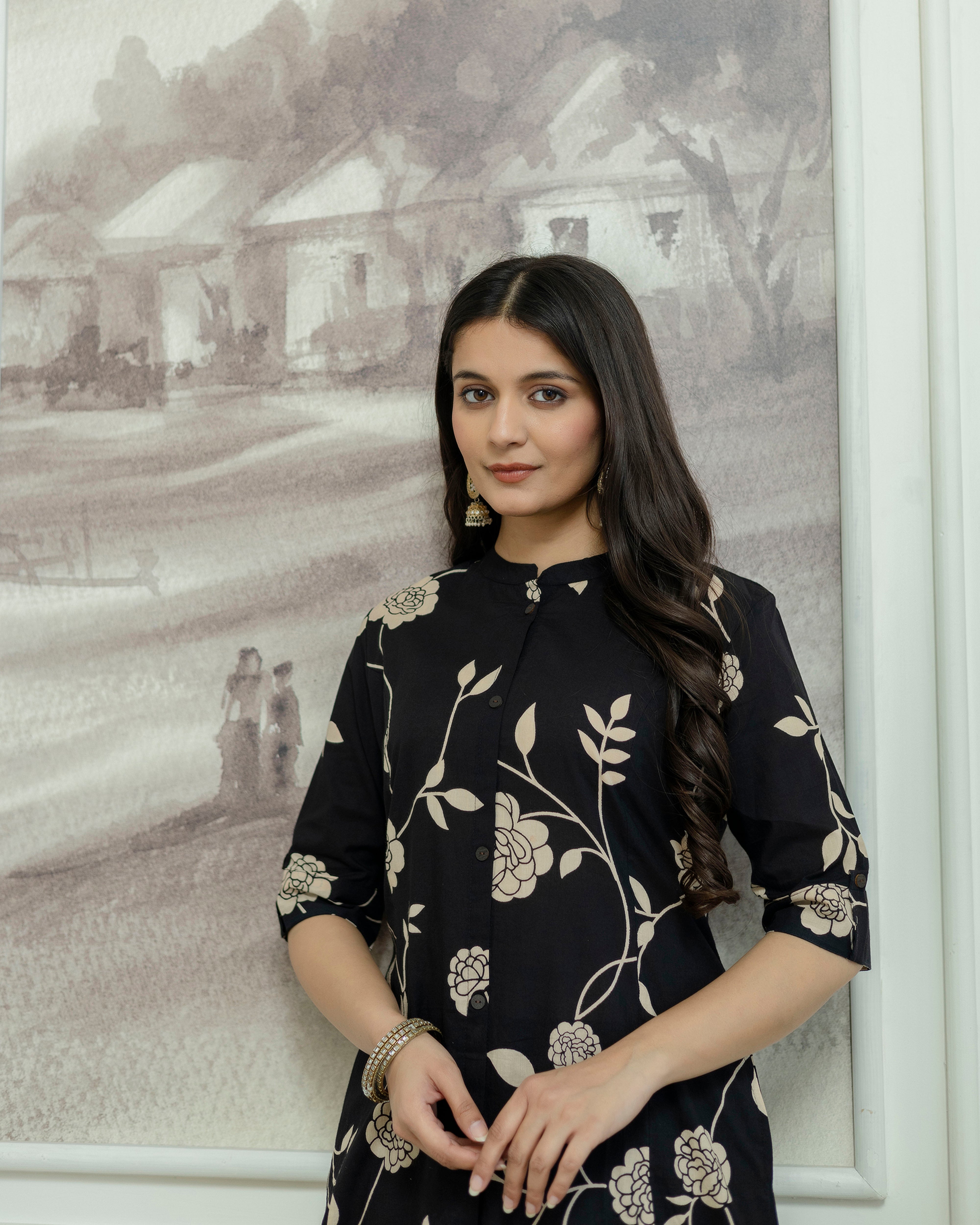 The 'Shyama' Black Blossom Cord Set