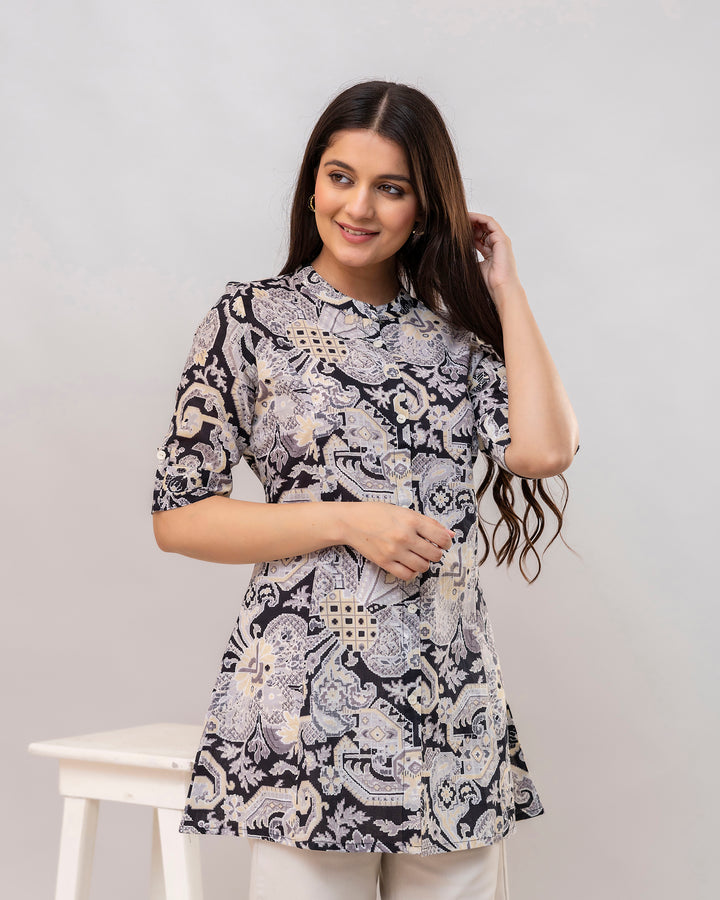 The 'Samara' Geometric Tie-Dye Short Tops