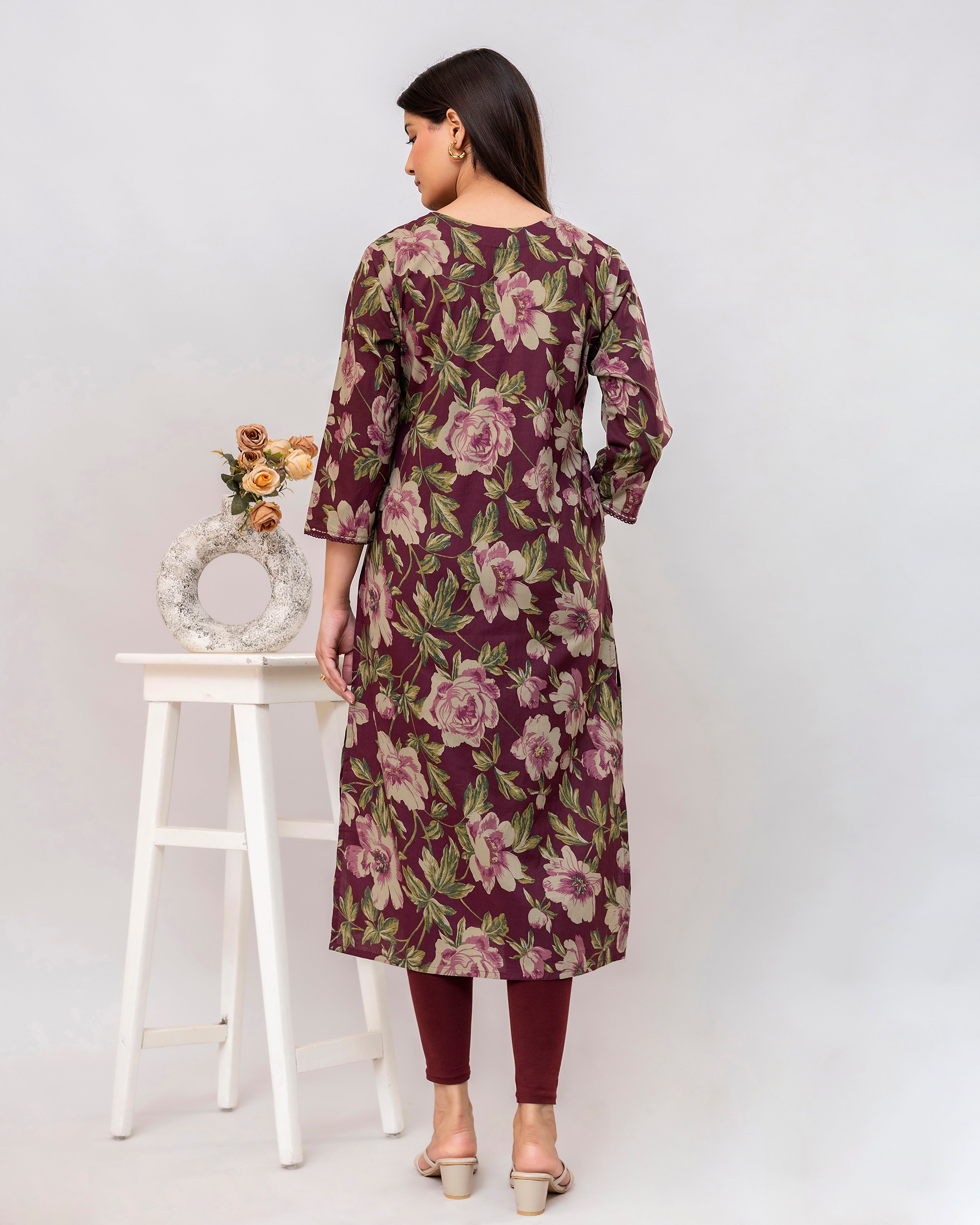 The 'Mayura' Deep Floral Kurta