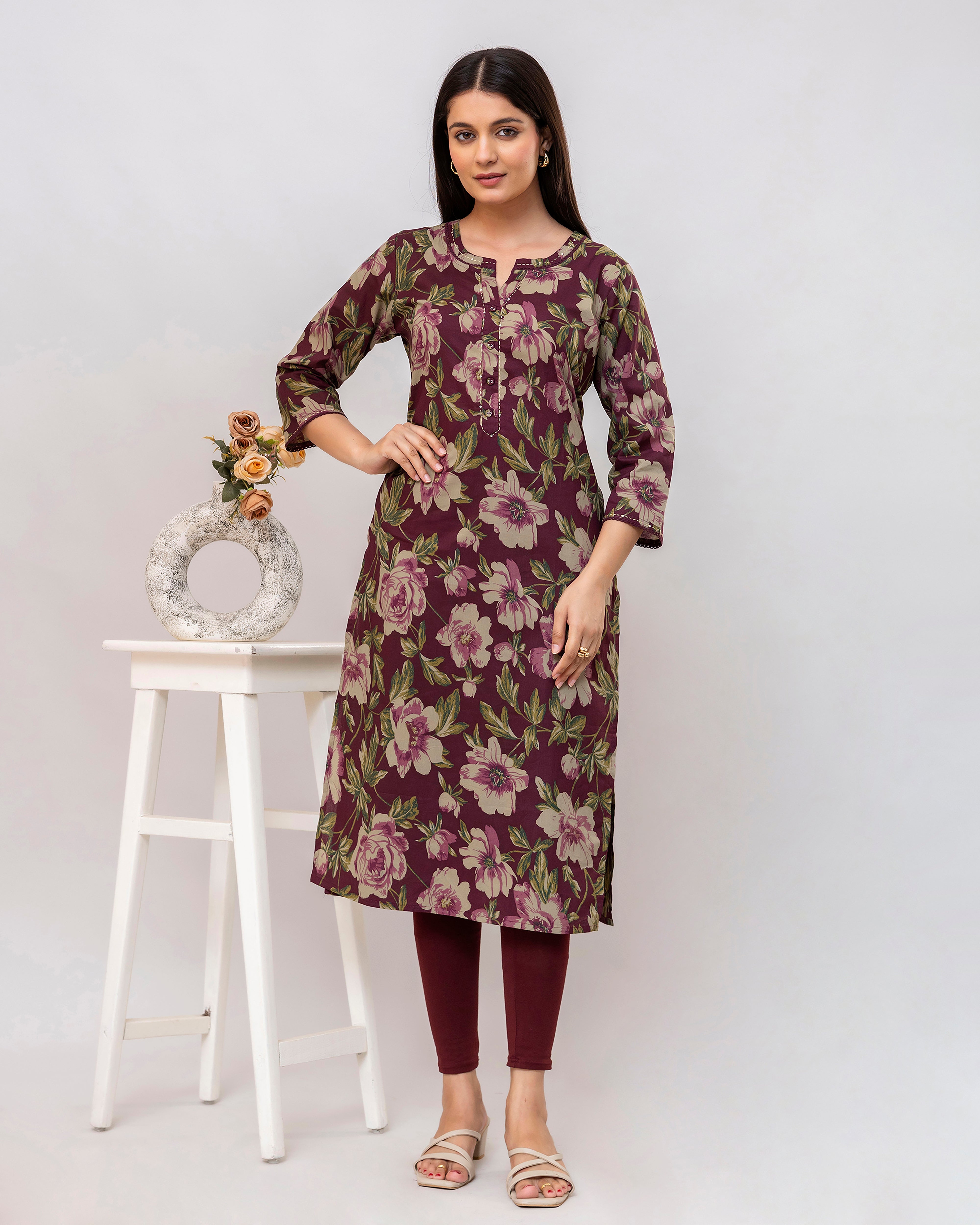 The 'Mayura' Deep Floral Kurta