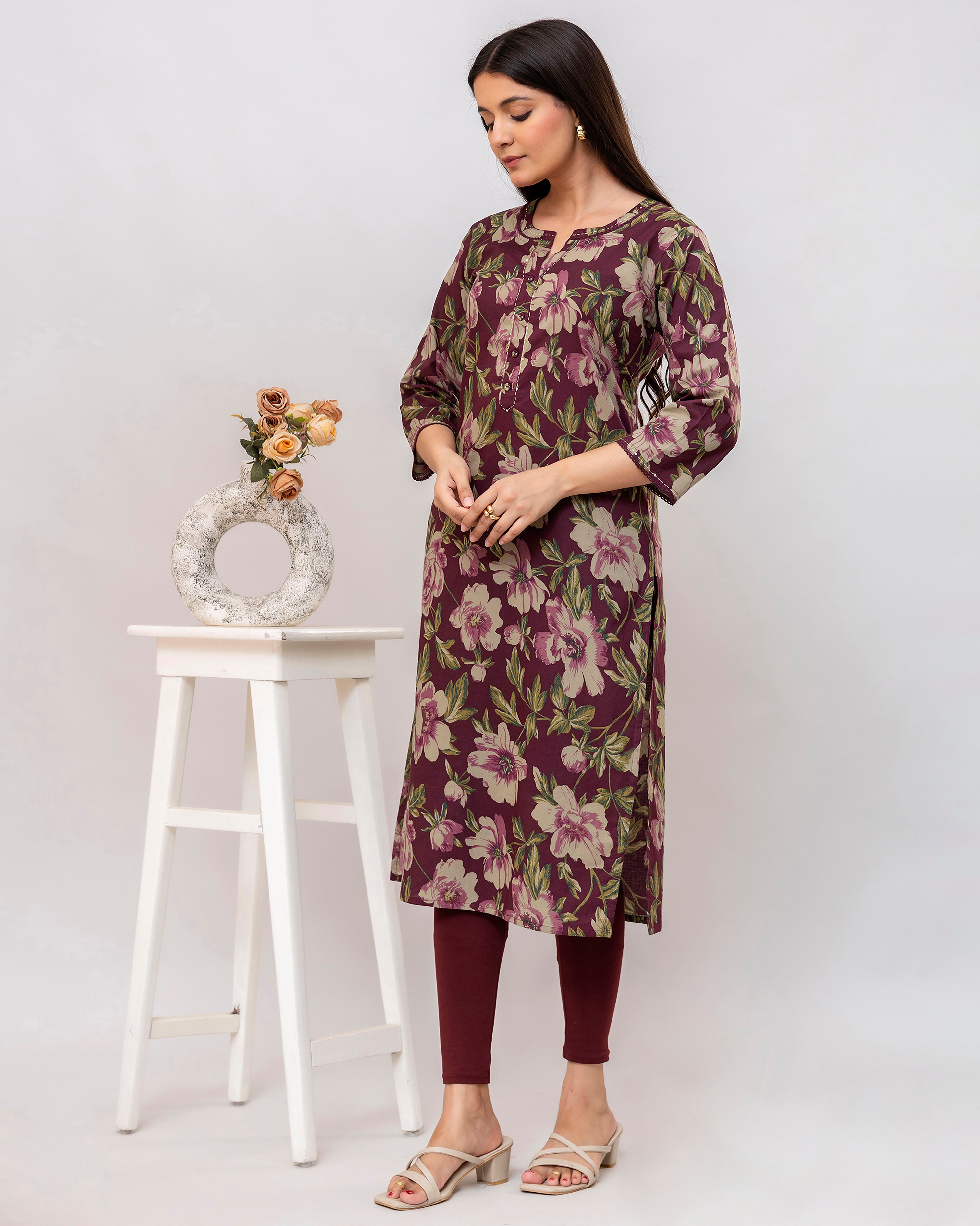 The 'Mayura' Deep Floral Kurta