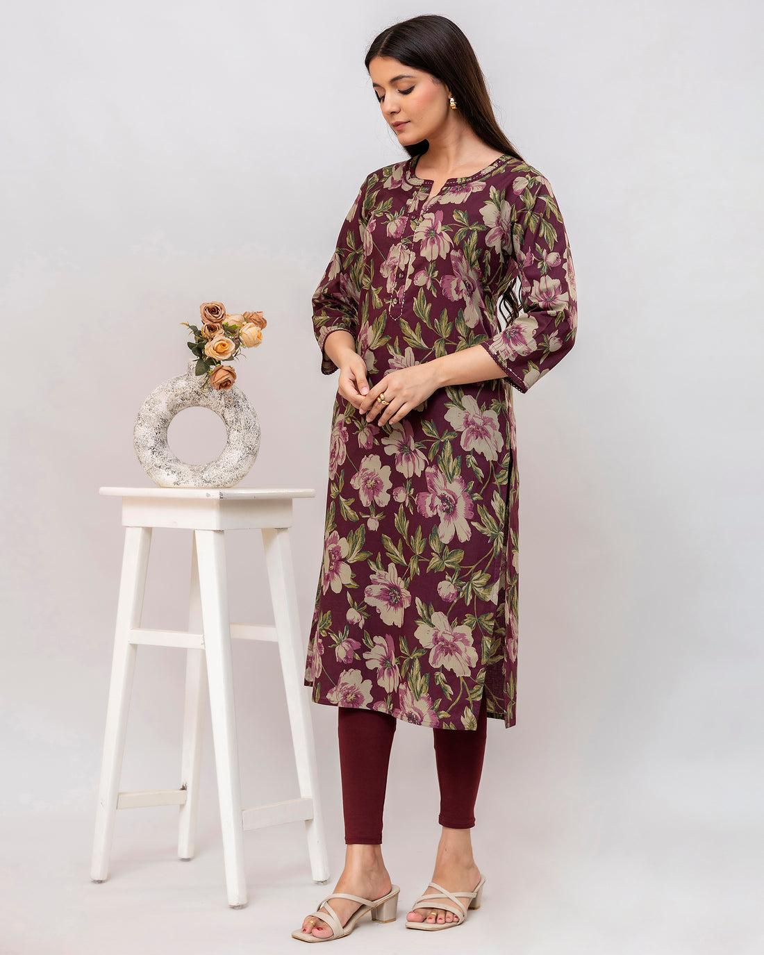 The 'Mayura' Deep Floral Kurta