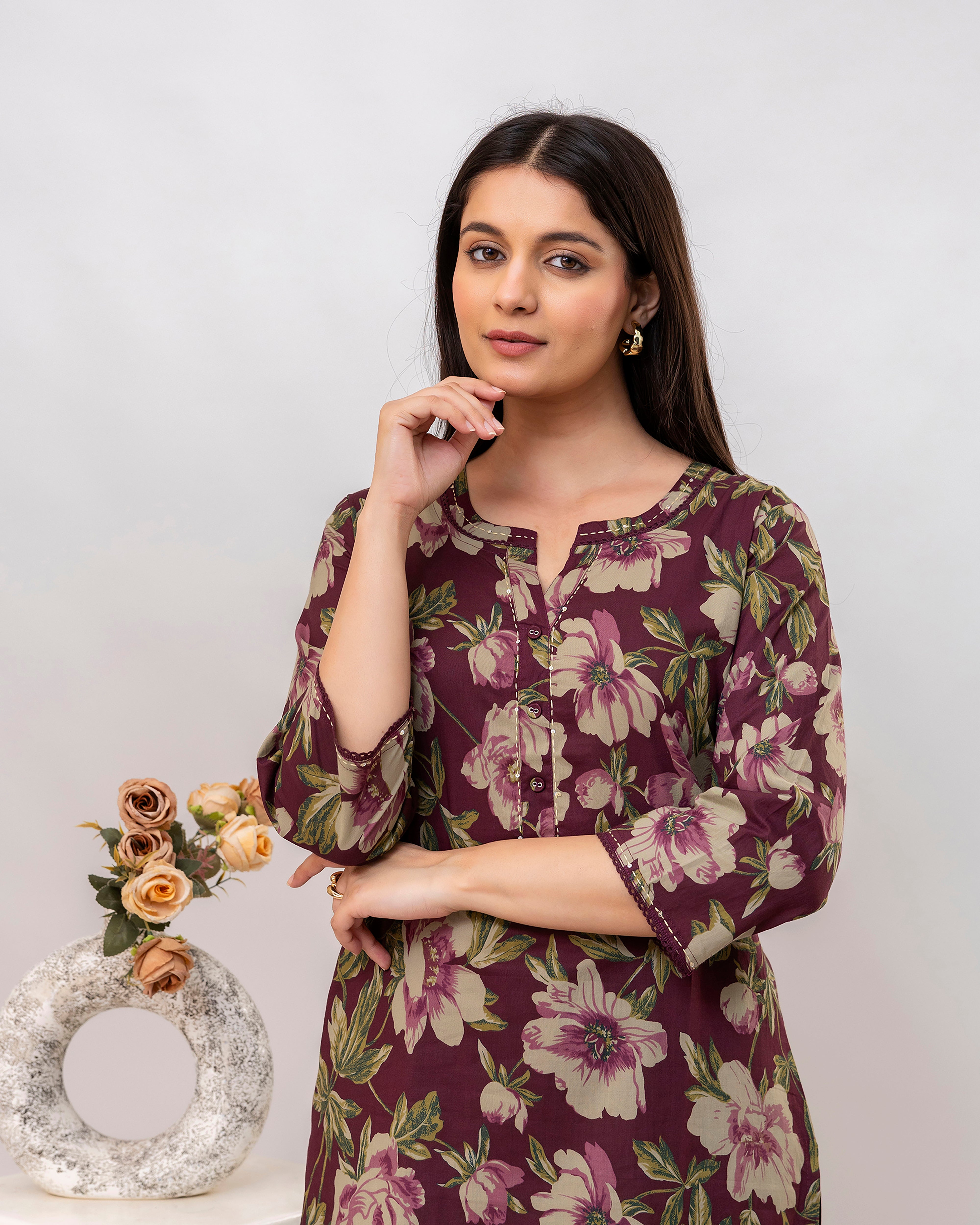 The 'Mayura' Deep Floral Kurta