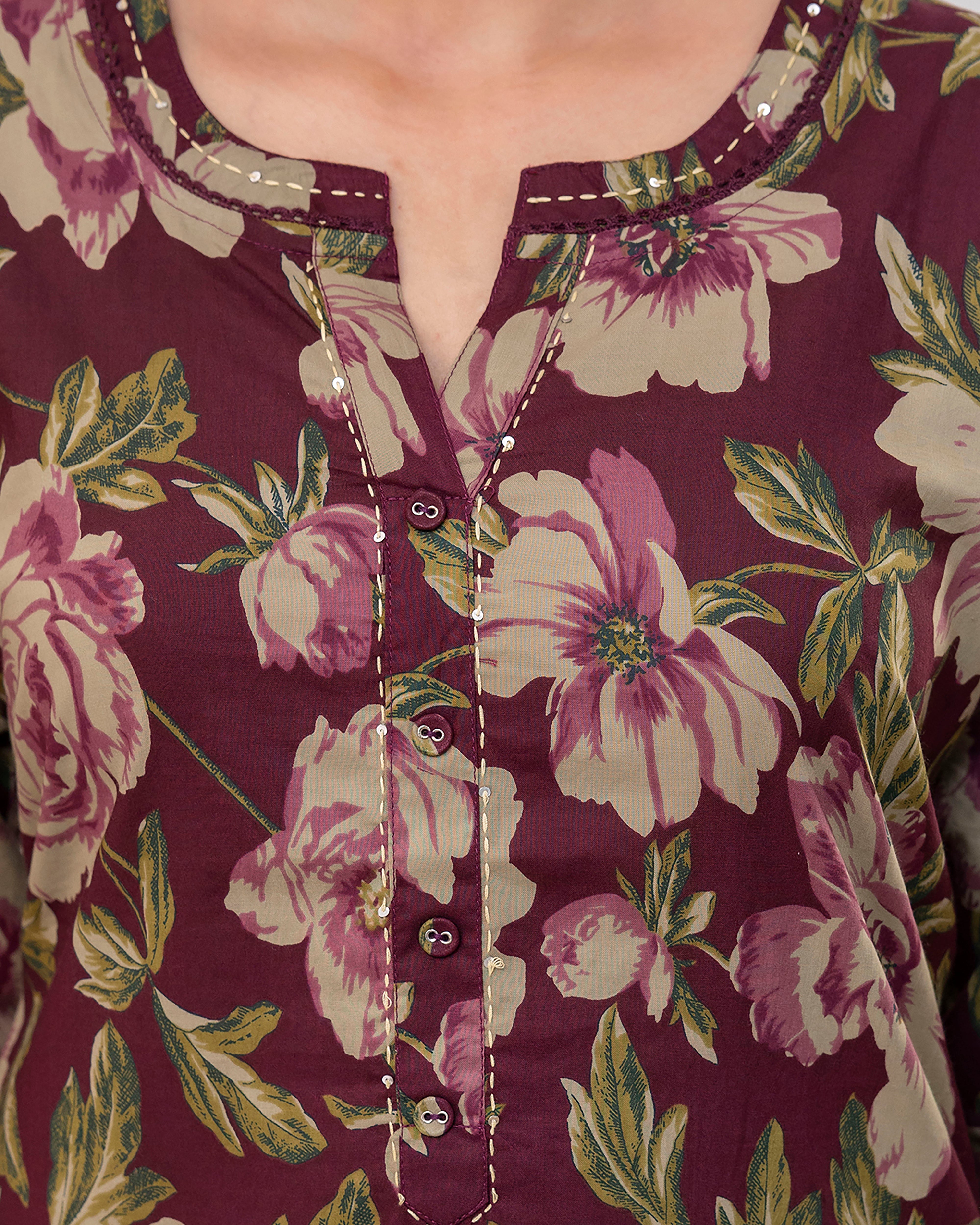 The 'Mayura' Deep Floral Kurta