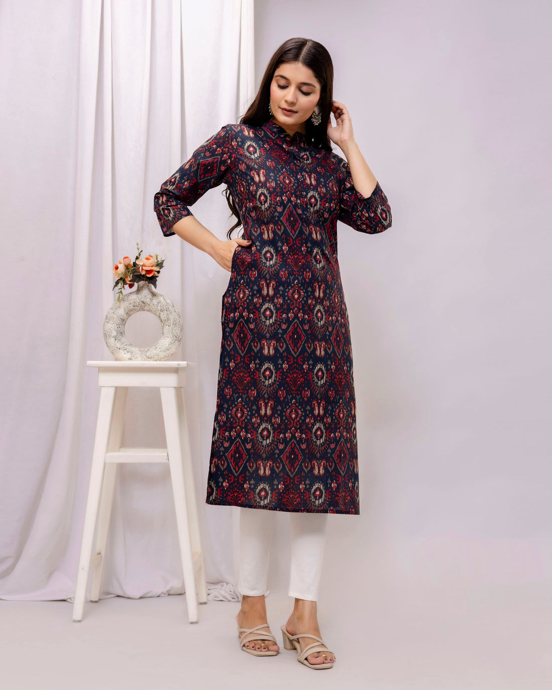The Midnight Ikat Elegance Cotton Kurta