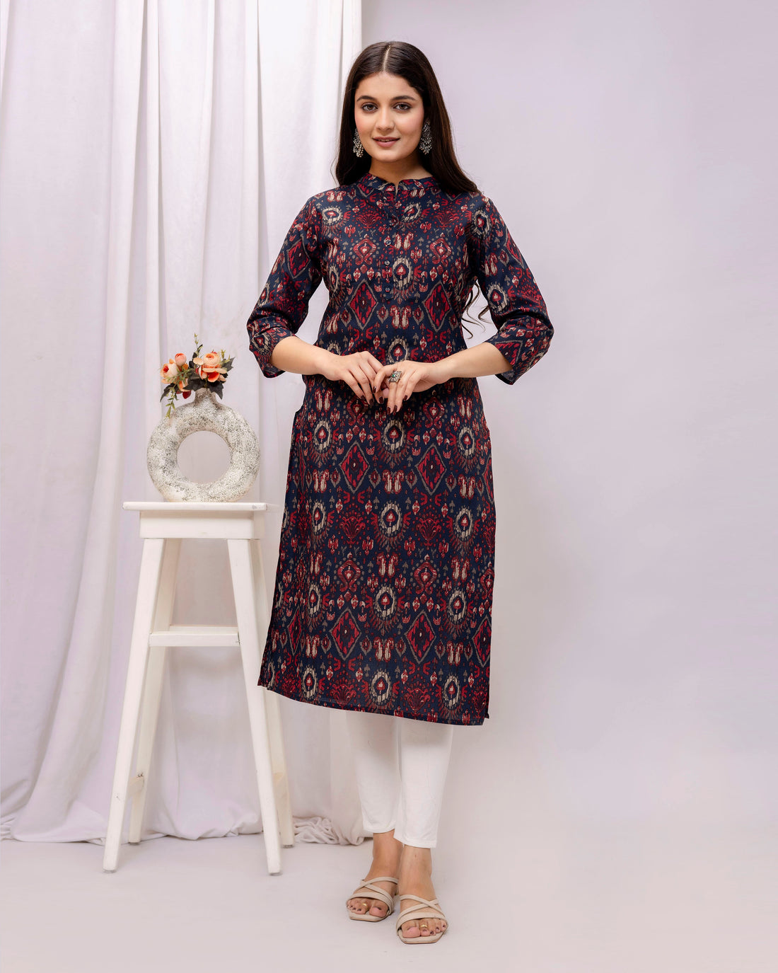 The Midnight Ikat Elegance Cotton Kurta