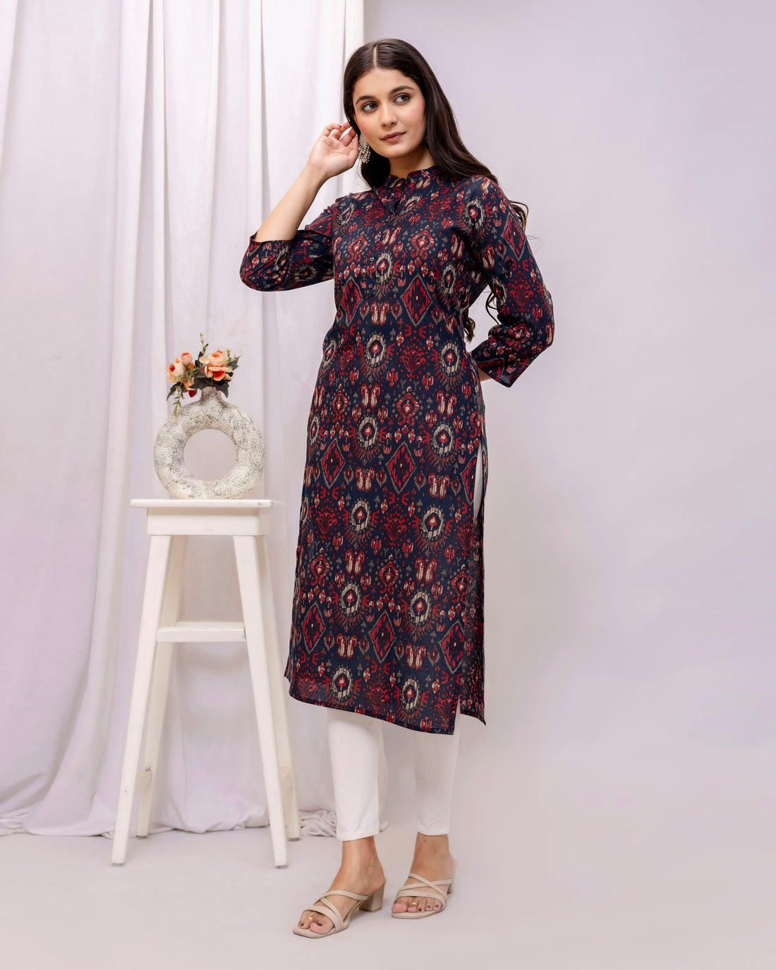 The Midnight Ikat Elegance Cotton Kurta