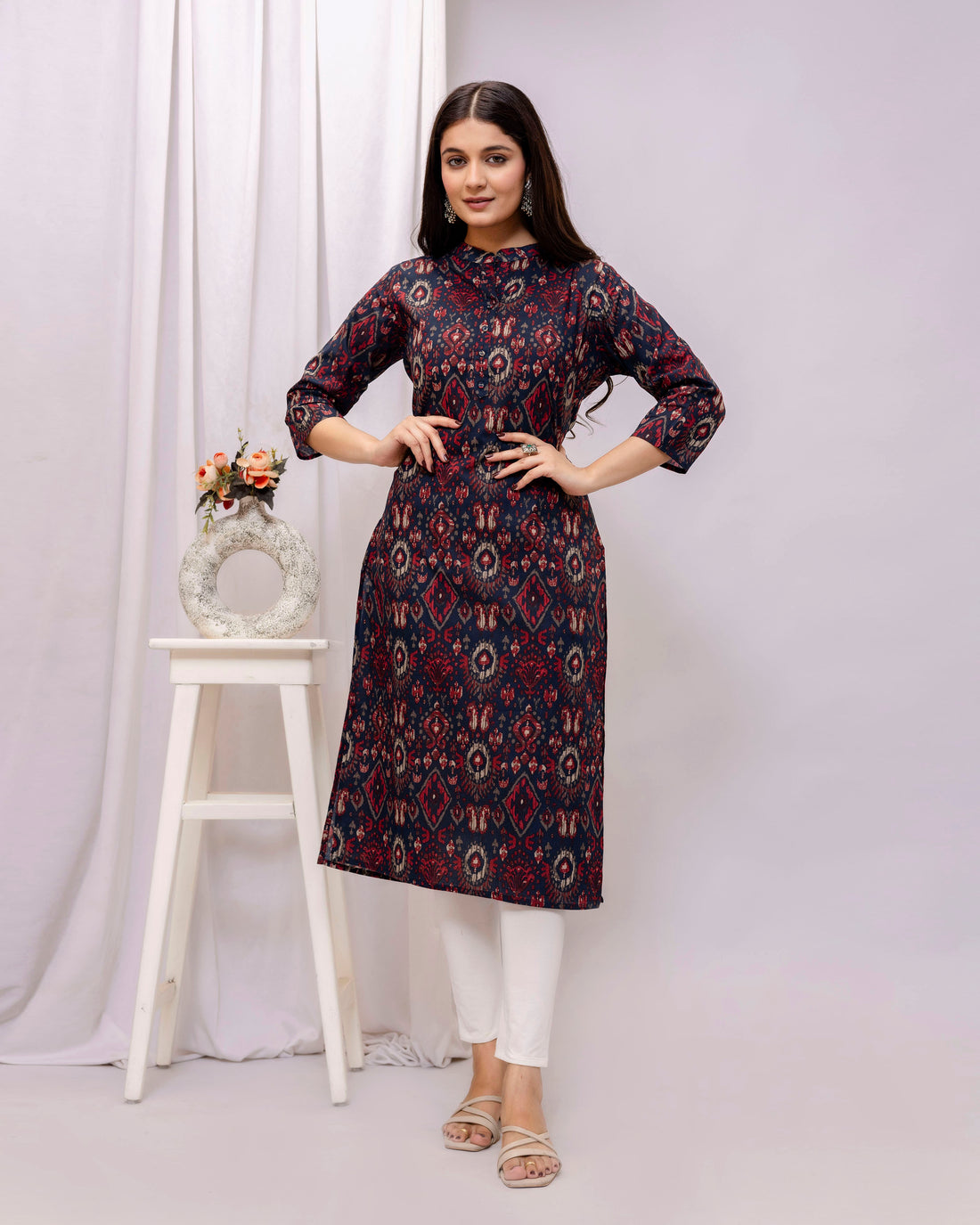 The Midnight Ikat Elegance Cotton Kurta