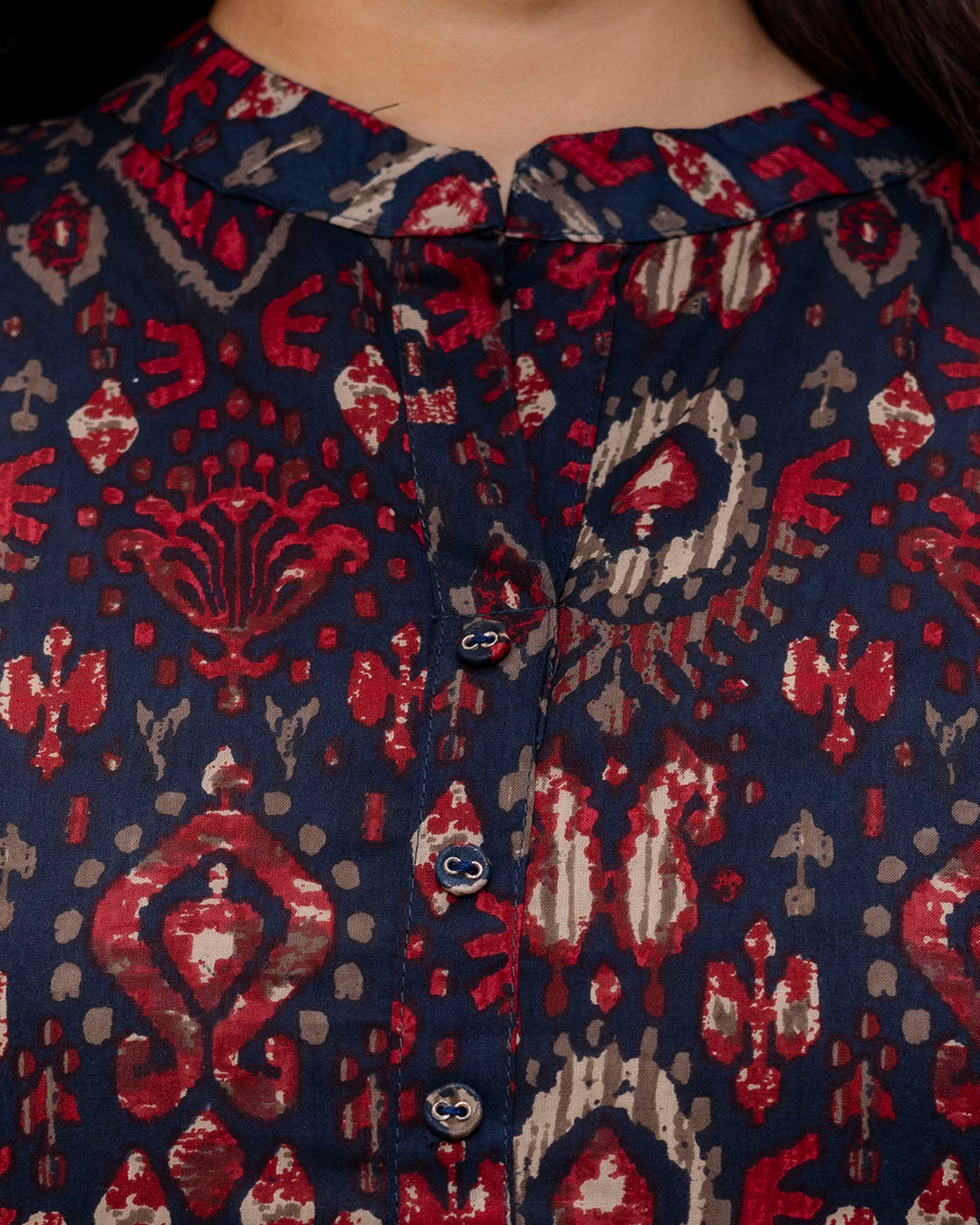 The Midnight Ikat Elegance Cotton Kurta