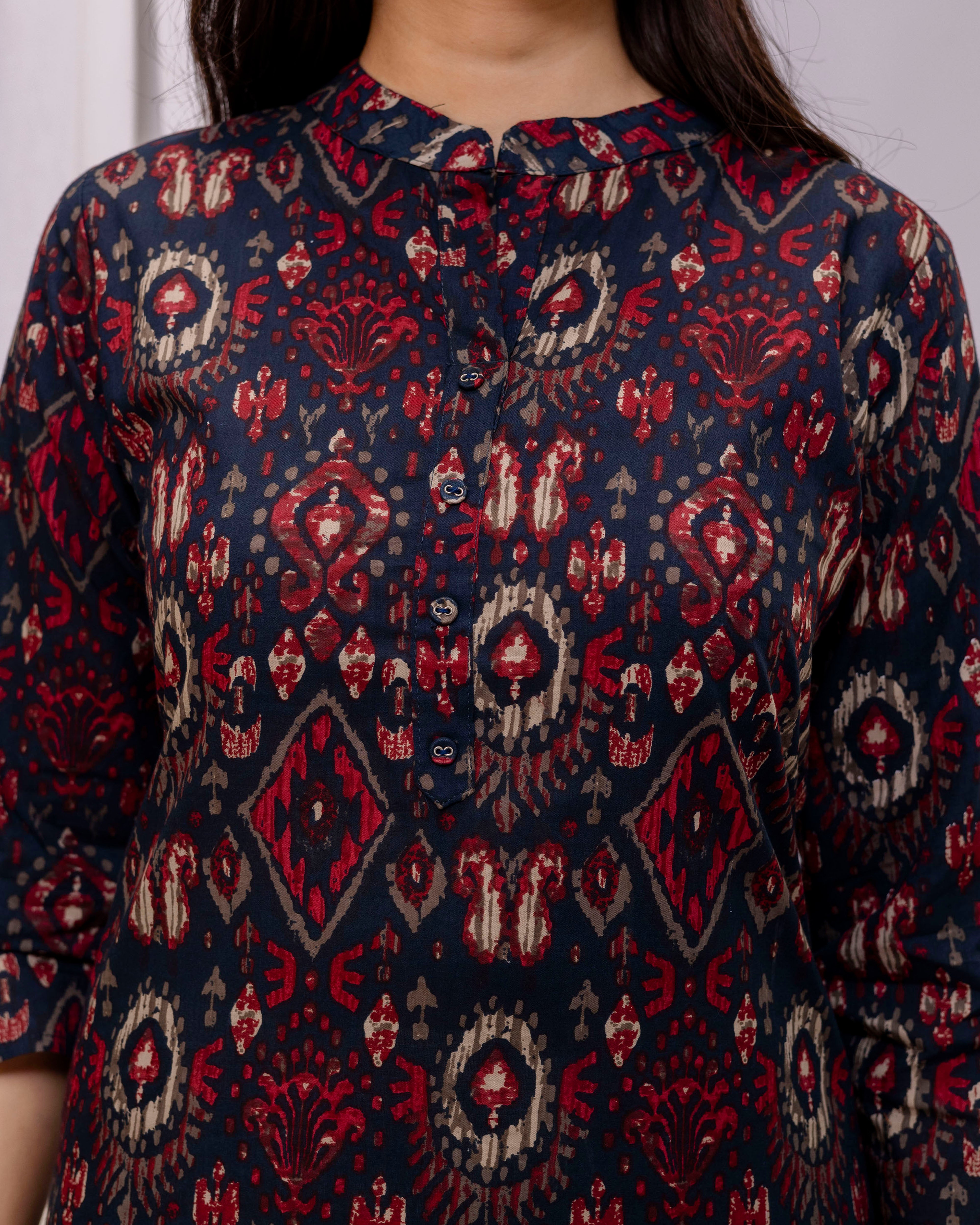 The Midnight Ikat Elegance Cotton Kurta