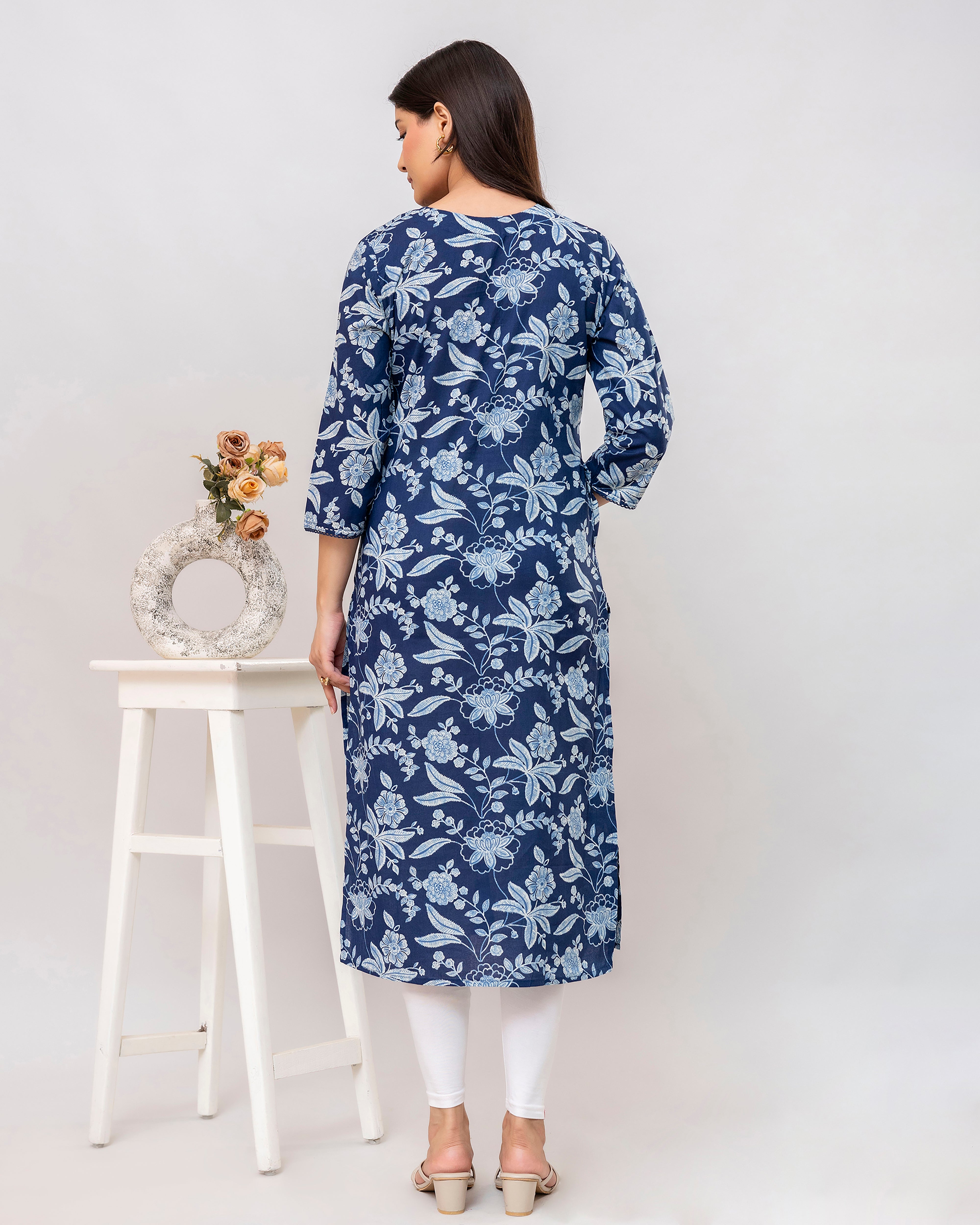 The 'Neela' Indigo Floral Kurti's