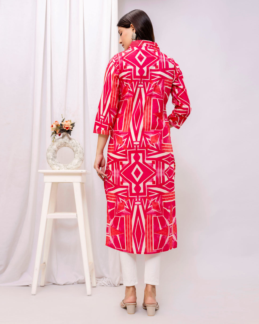 The 'Fuchsia' GeoCraft Cotton Kurta