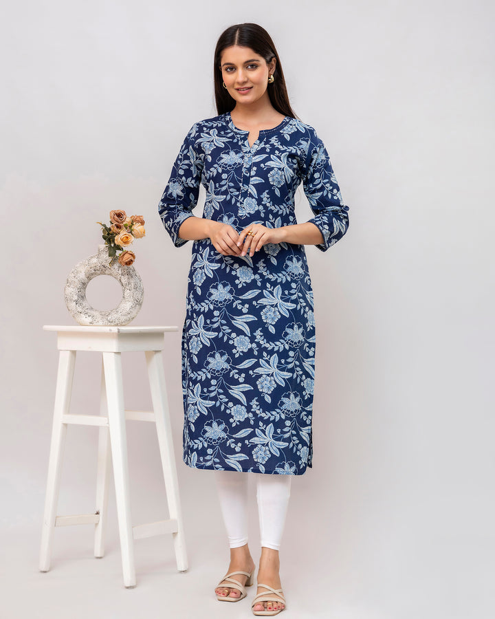 The 'Neela' Indigo Floral Kurti's