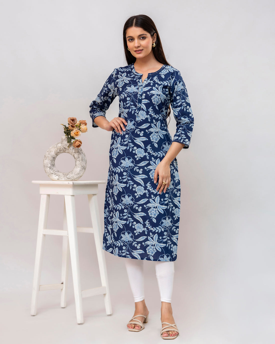 The 'Neela' Indigo Floral Kurti's