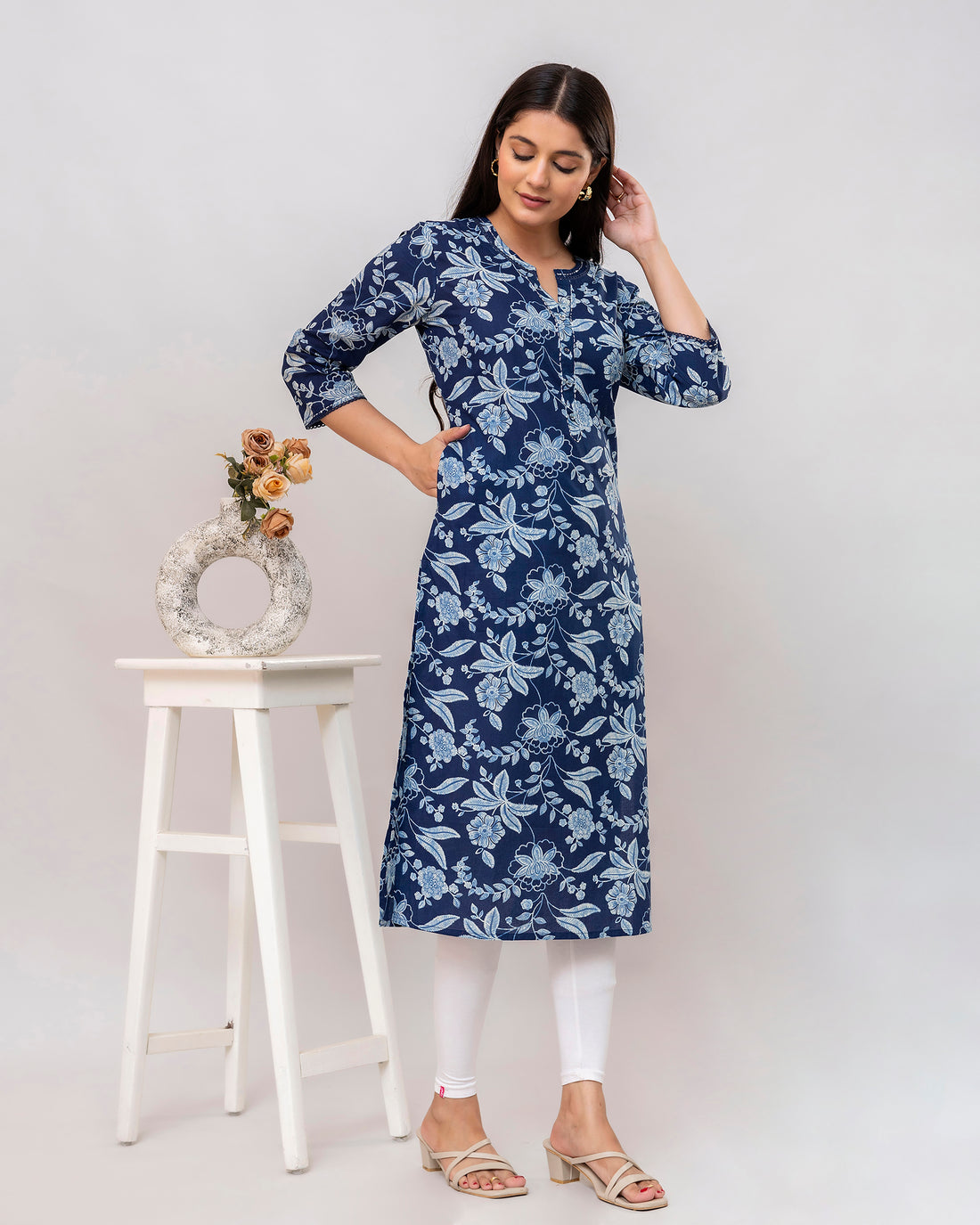 The 'Neela' Indigo Floral Kurti's