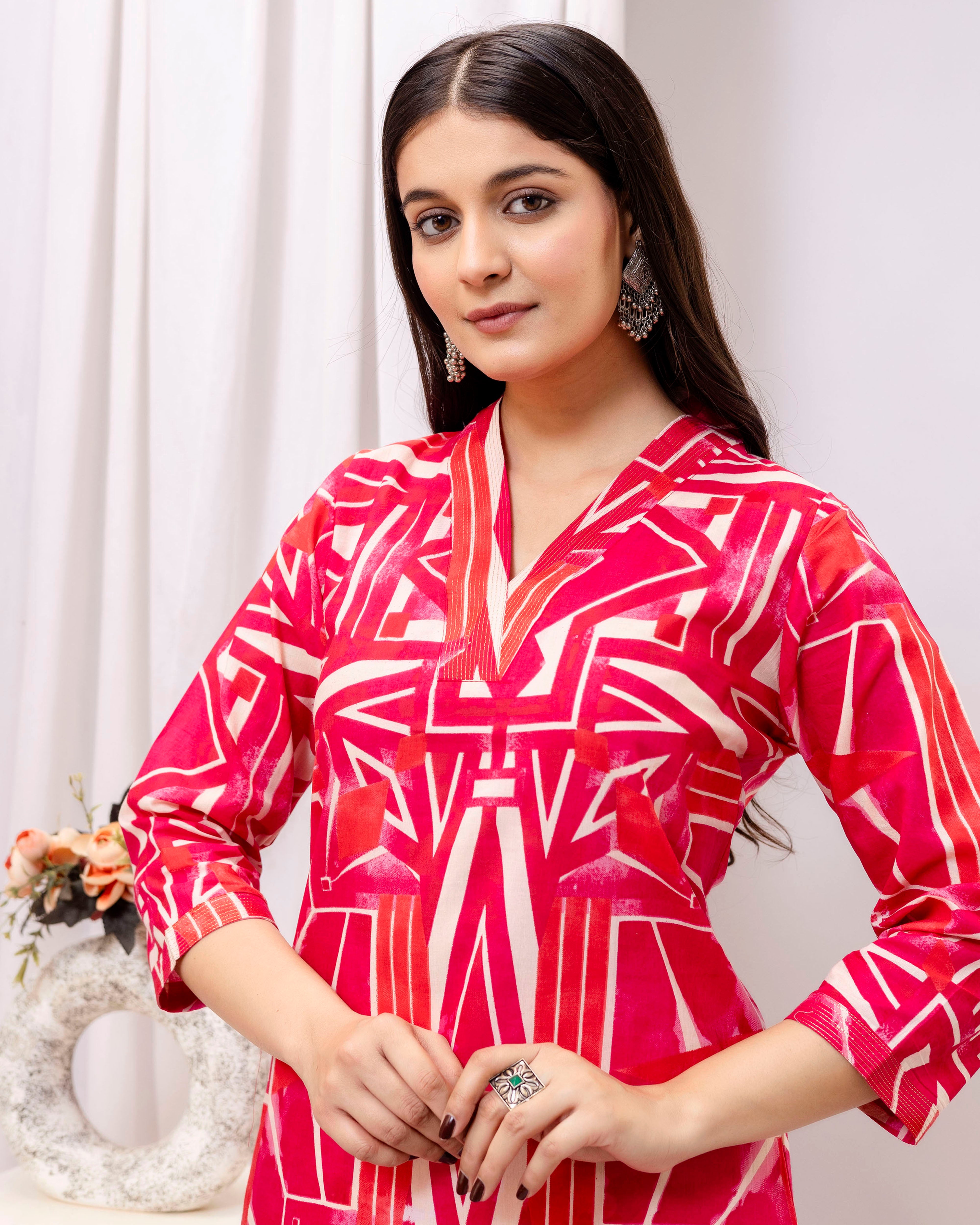 The 'Fuchsia' GeoCraft Cotton Kurta