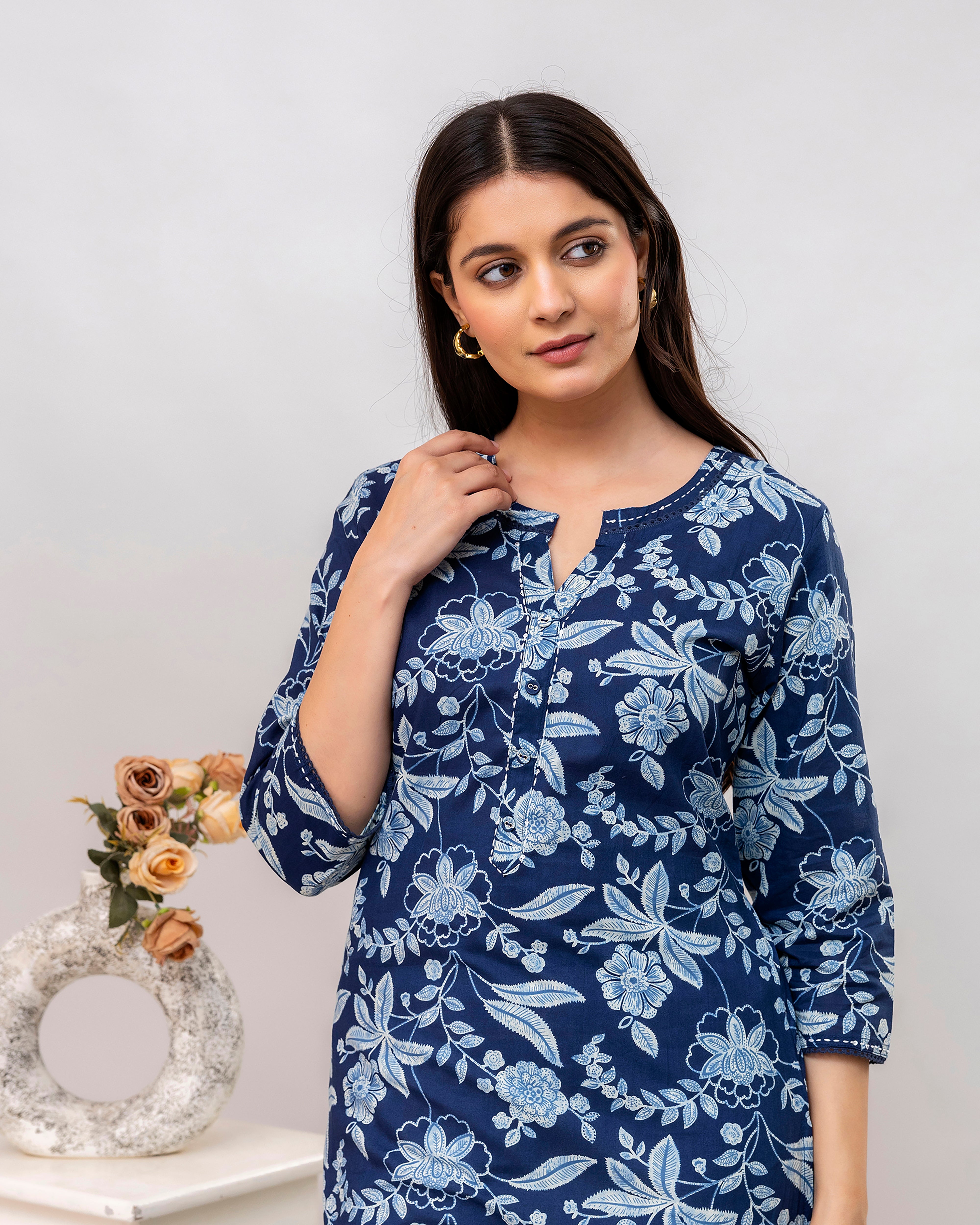 The 'Neela' Indigo Floral Kurti's