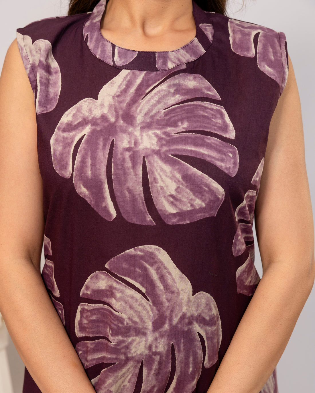 Plum Leaf Aura Sleeveless A-Line Co-ord Set