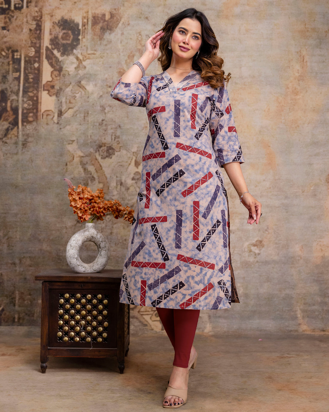 The 'Rhea' Geometric Abstract Straight Kurta