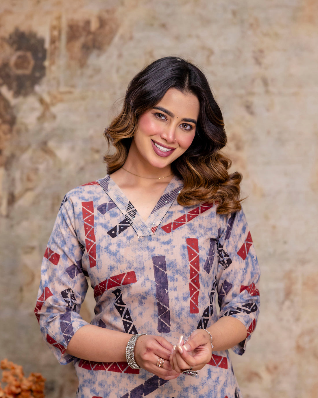 The 'Rhea' Geometric Abstract Straight Kurta