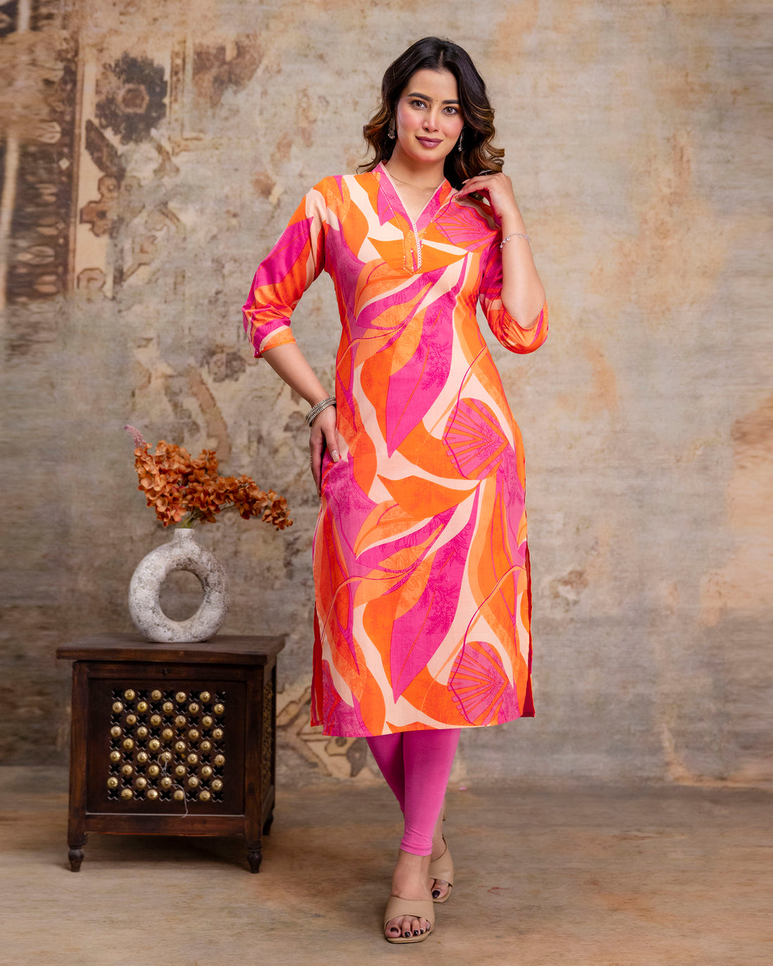 The 'Zaira' Tropical Sunset Straight Kurta