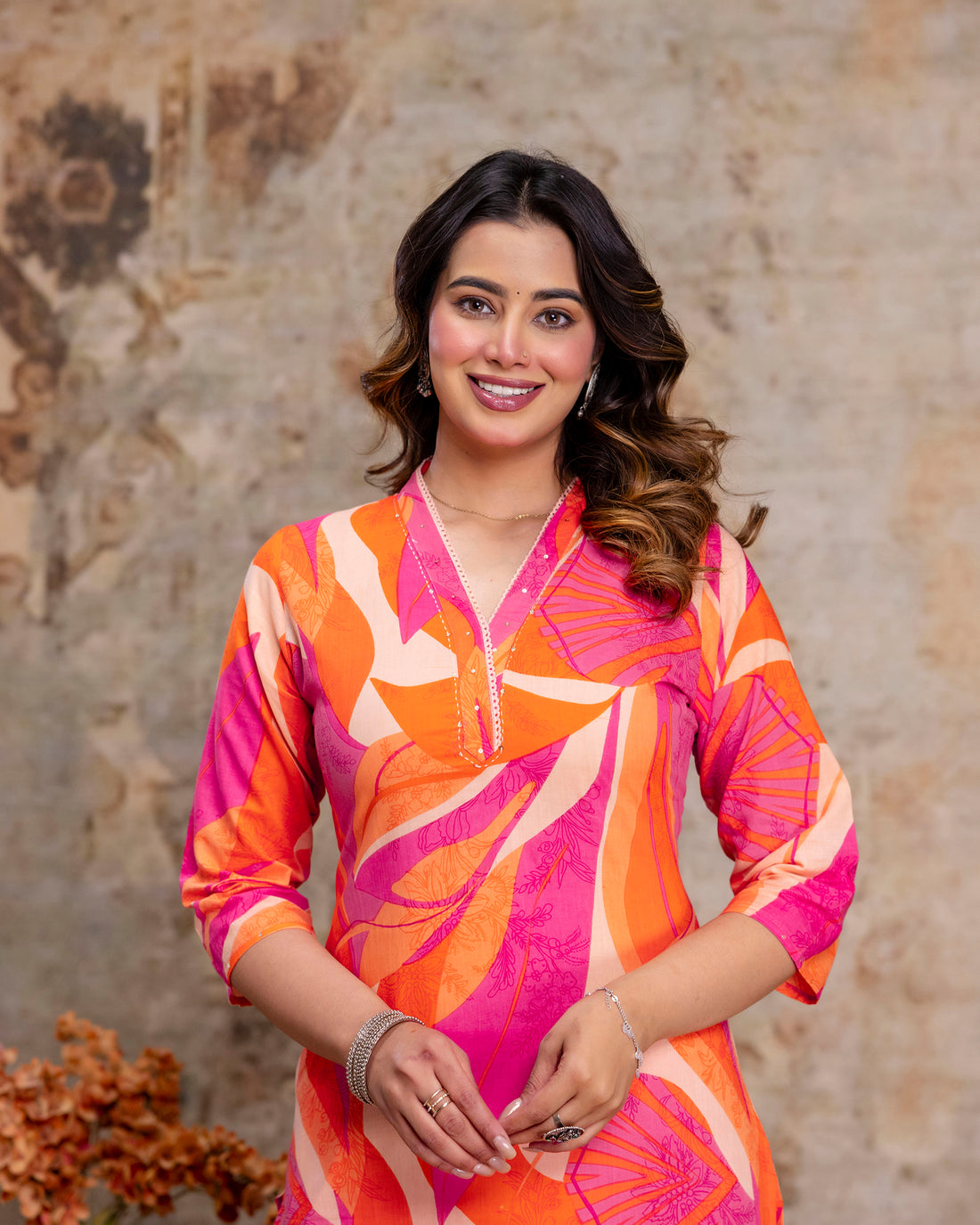 The 'Zaira' Tropical Sunset Straight Kurta