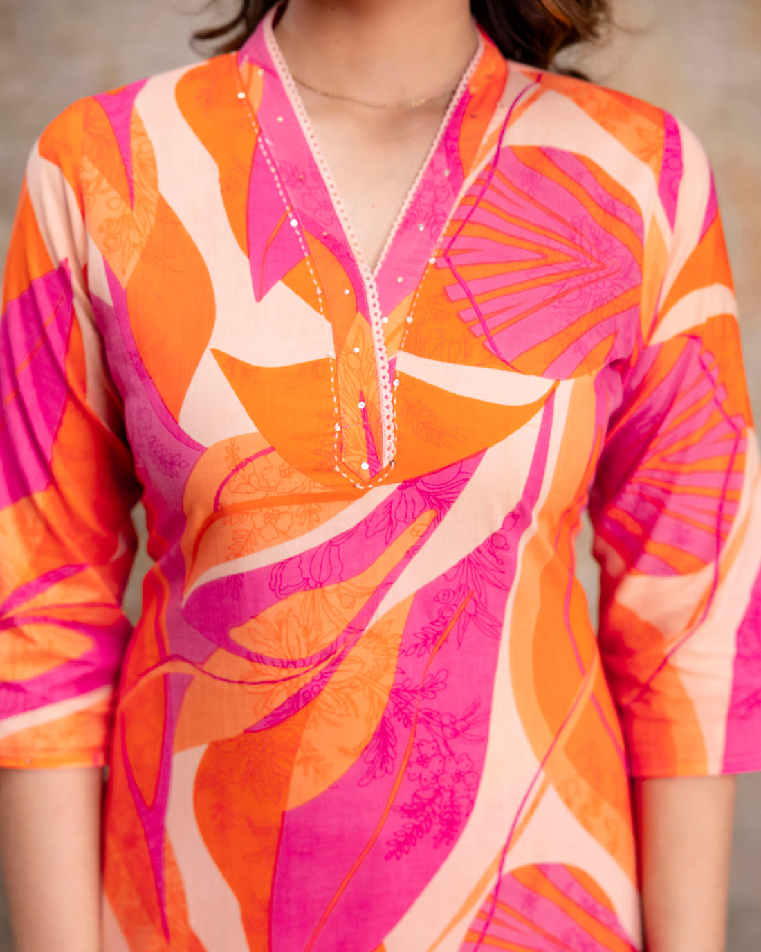 The 'Zaira' Tropical Sunset Straight Kurta